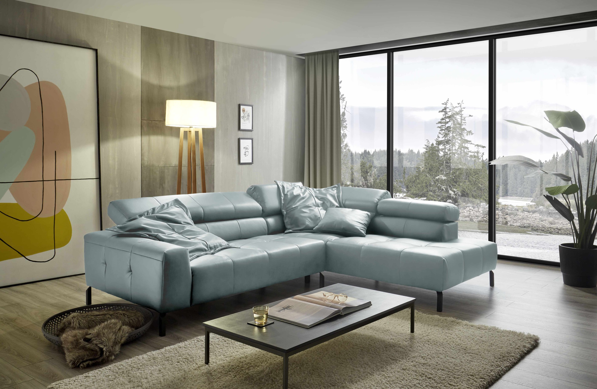 Places of Style Ecksofa »Cleveland, L-Form, incl. Kopfteilverstellung, Breite 276 cm«, wahlweise elektrischer Sitzvorzug