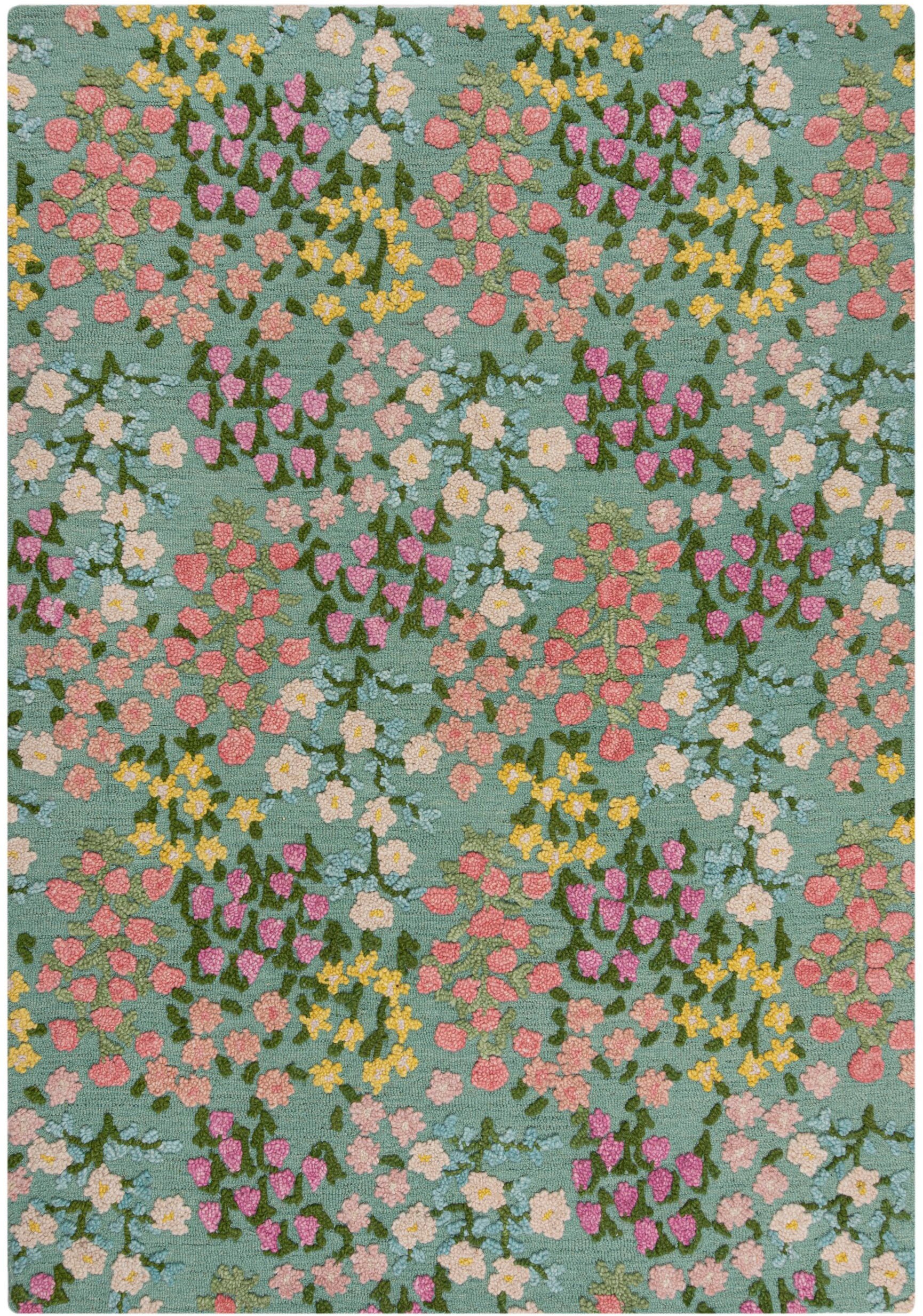 FLAIR RUGS Wollteppich »Emilia Floral«, rechteckig, 9 mm Höhe, Hoch-Tief-Struktur