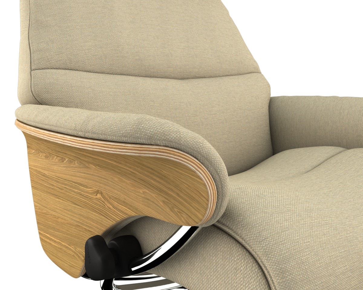 FLEXLUX Relaxsessel »Aarhus, Funktionsessel, Polstersessel, Armlehne, TV-Fernsehsessel,«, Relaxfunktion & Kopf- Rückenverstellung, Armlehne Eiche, Fuß Alu