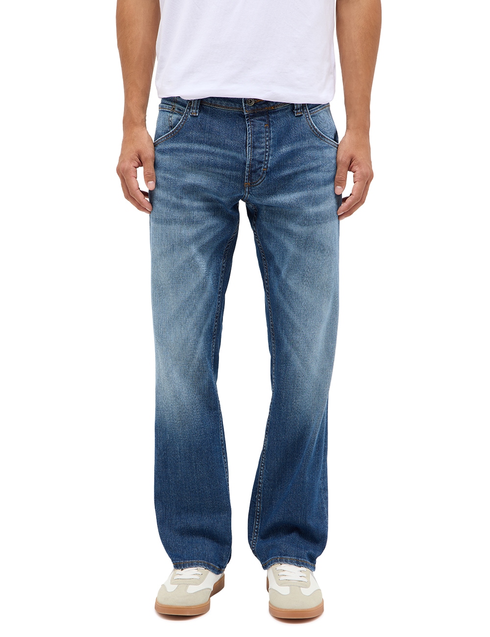 Comfort-fit-Jeans MUSTANG "Jeans Style Michigan Straight", Herren, Gr. 33, N-Gr, blau (dunkelblau), Obermaterial: 98% Baumwolle CO. 2% Elasthan EL., Jeans