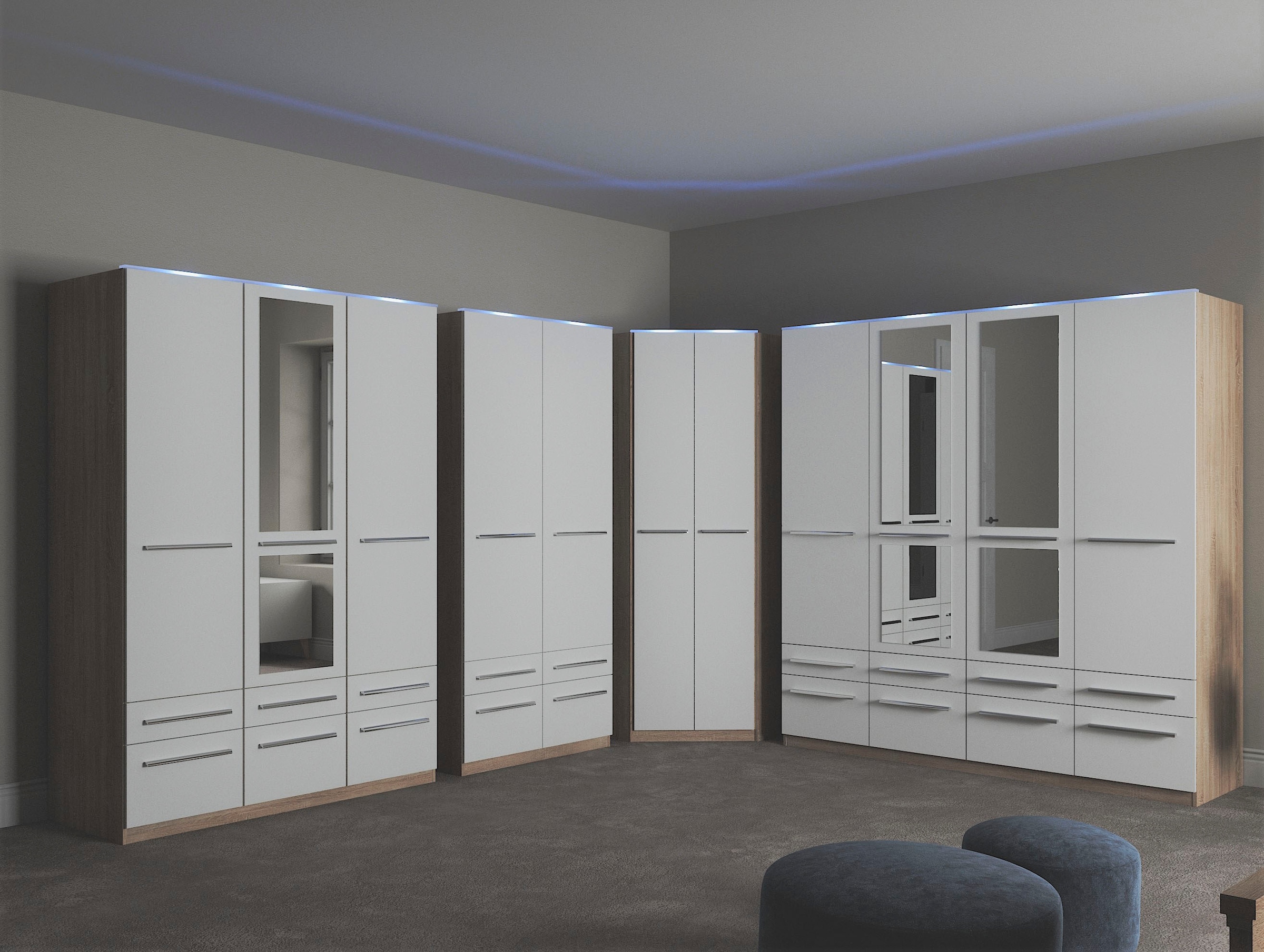 priess Kleiderschrank »Schrank Garderobe Wäscheschrank Barcelona in 5 Breiten«, viel Stauraum, geräumige Schubkästen, mit Spiegel, MADE IN GERMANY