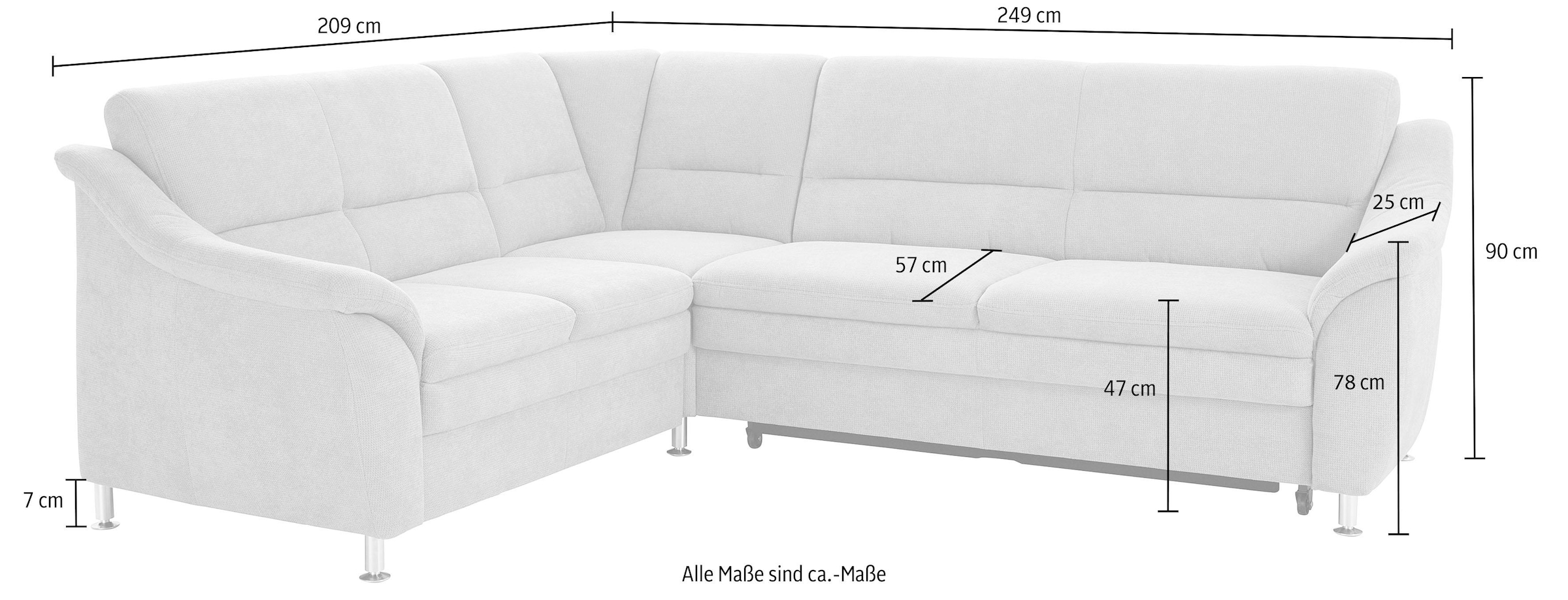 sit&more Ecksofa »Cardoso L-Form«, mit Federkern, wahlweise mit Bettfunktion und Schubkasten