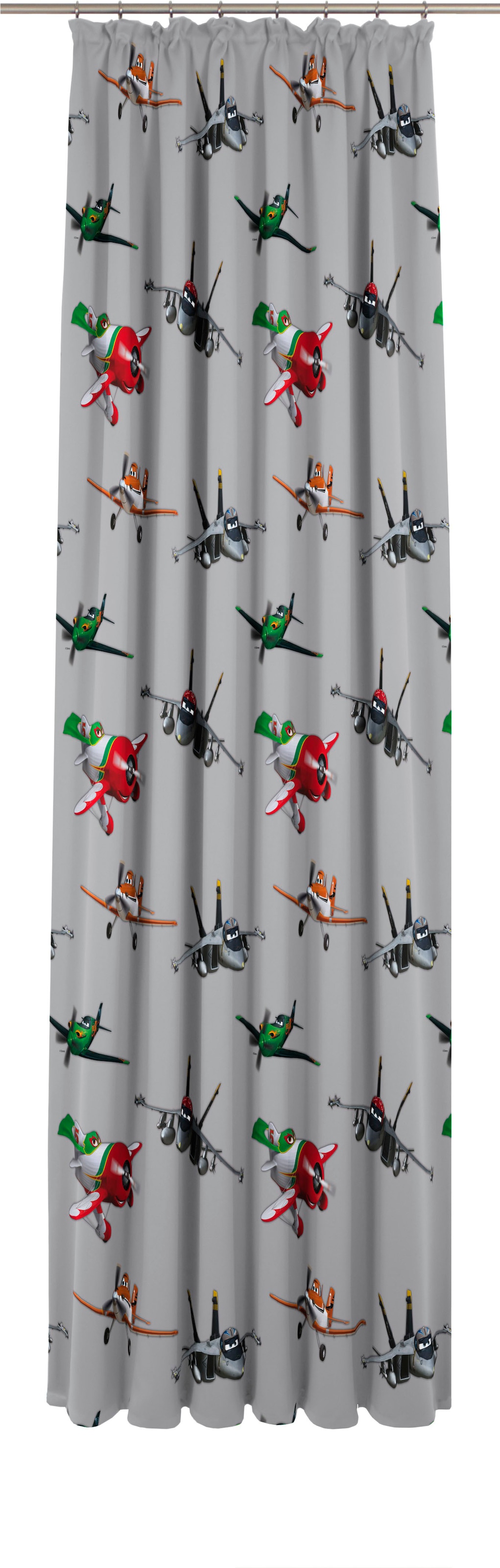Vorhang WIRTH, B:142cm H:245cm, grau, Satin, Polyester, Kinderzimmer, Gardinen, "Planes Delta", Disney