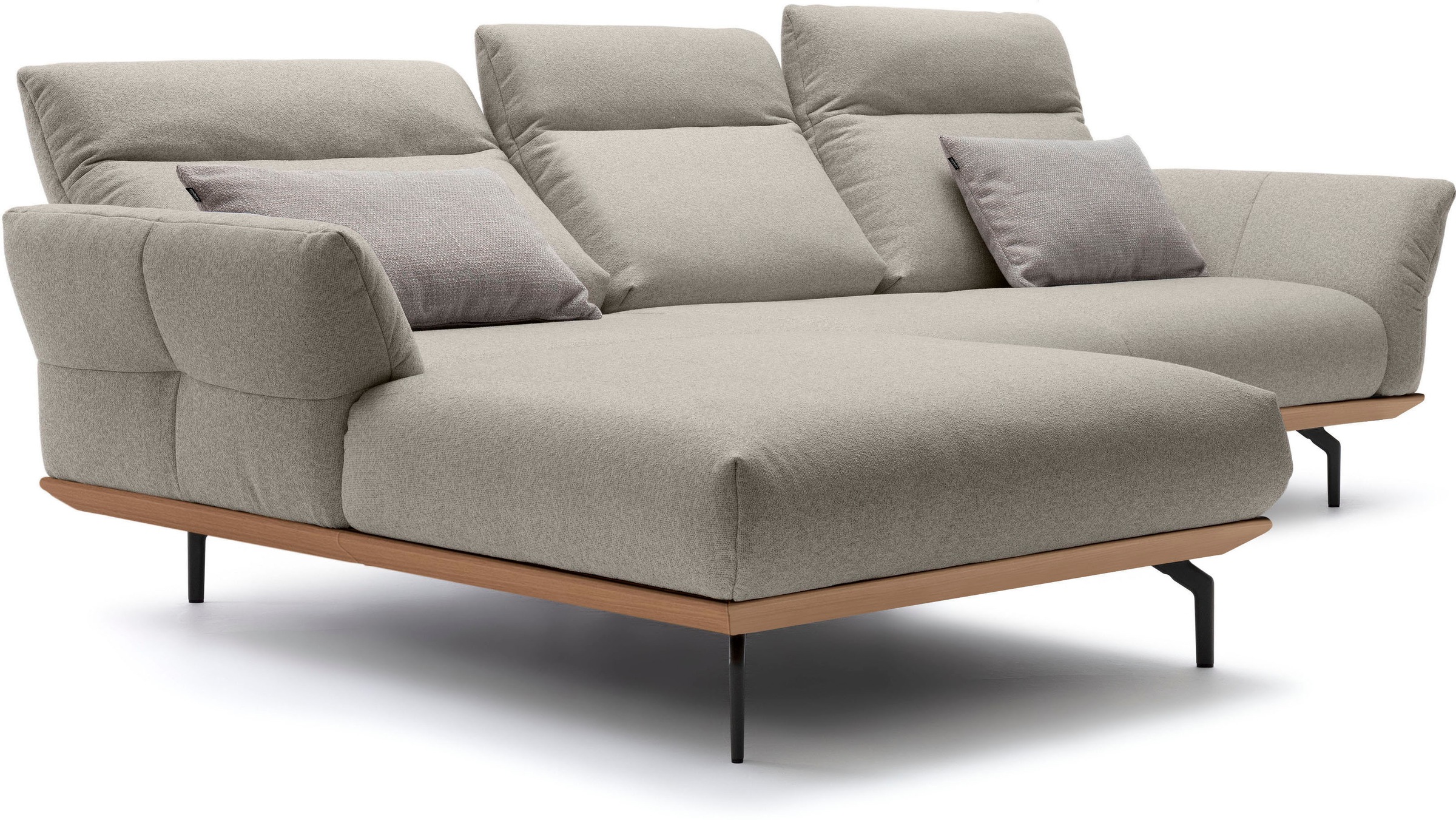 Creation BY ROLF BENZ Ecksofa »CR.460«, Sockel in Eiche, Alugussfüße in umbragrau, Breite 298 cm