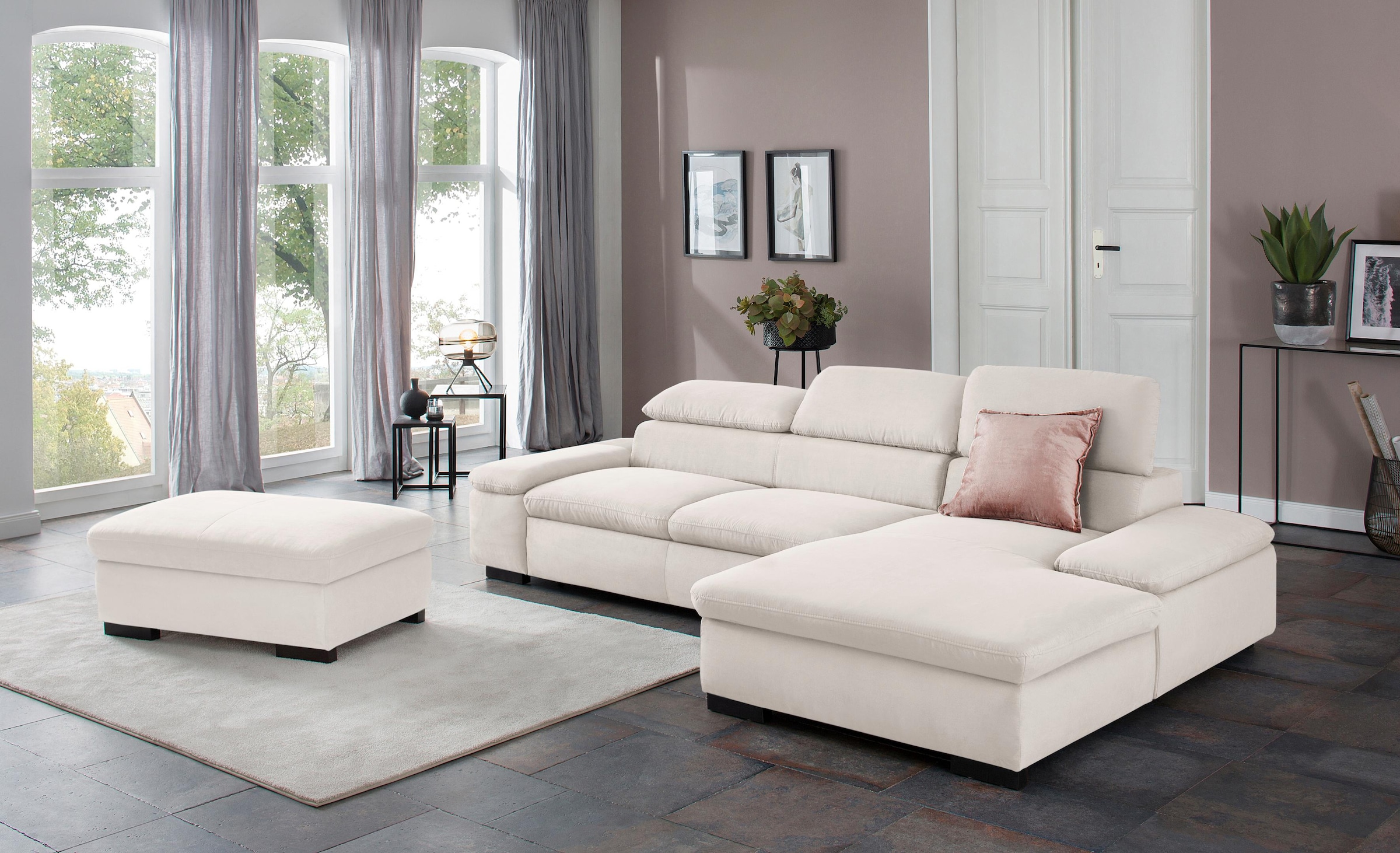 Home affaire Ecksofa »Alberto L-Form« mit Kopfteilverstellung, wahlweise mit Bettfunktion