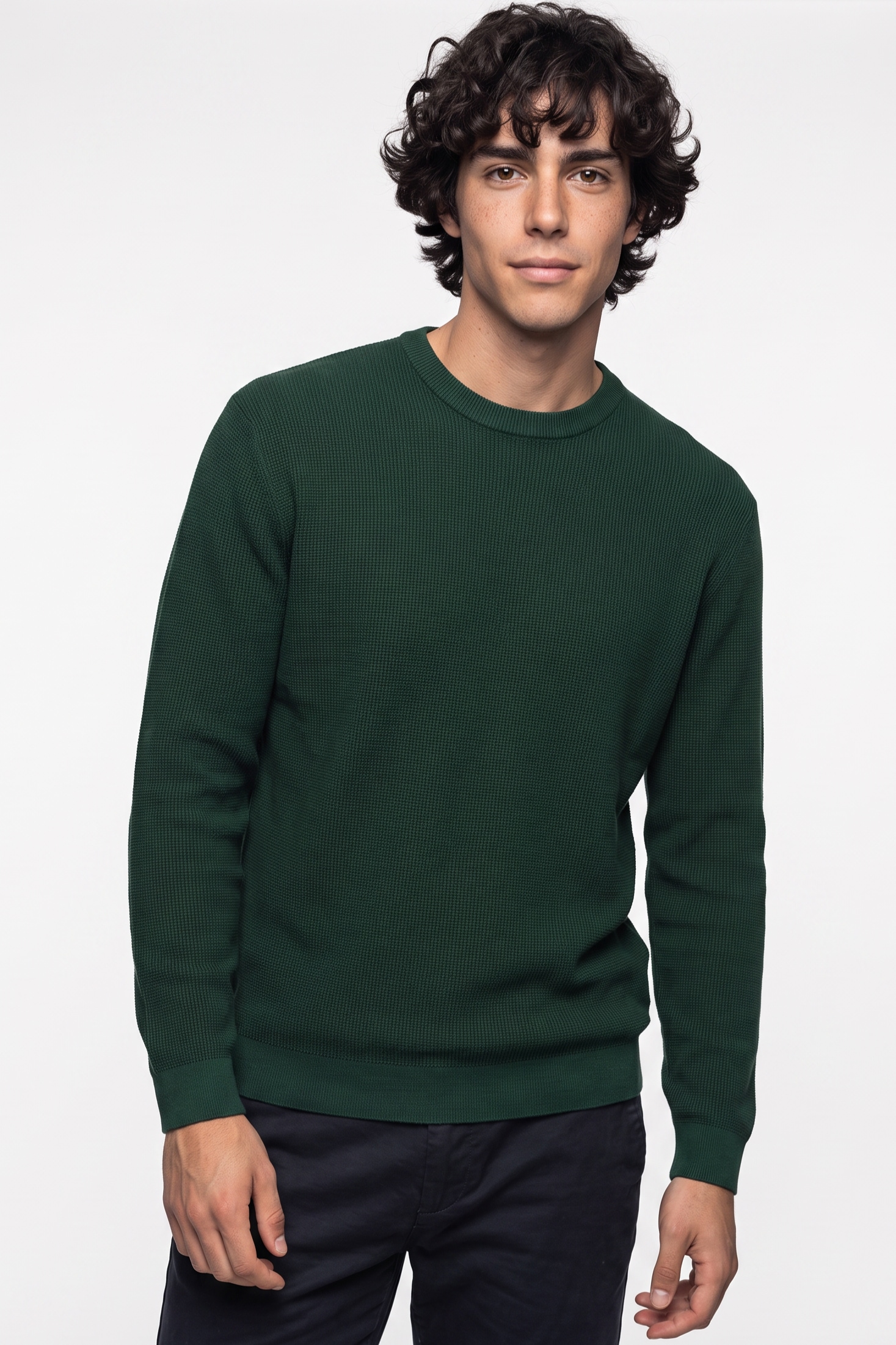 ONLY & SONS Rundhalspullover "ONSTONY DS 12 LS WAFFLE CREW KNIT" Baumwolle, relaxed fit