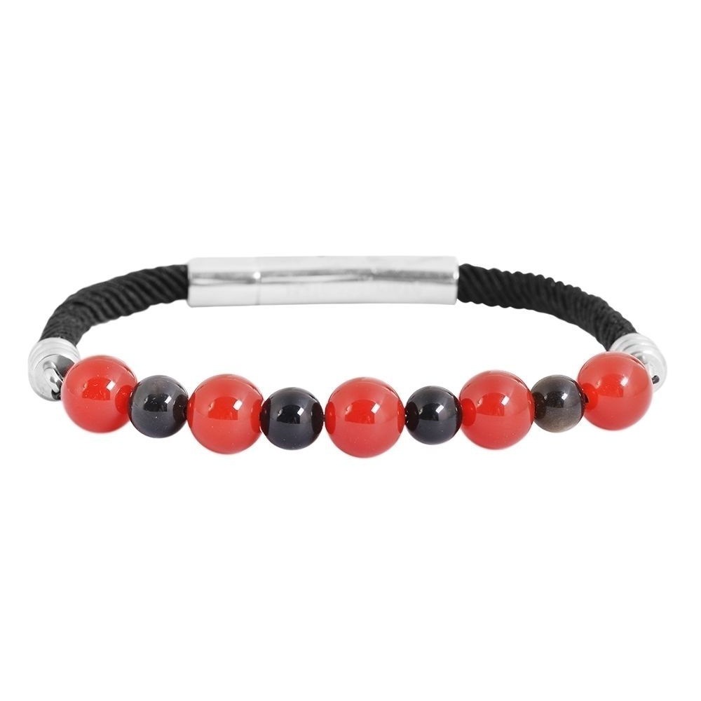 ADELIA ́S Damen Gliederarmband "Armband – Kugelarmband aus Edelstahl 18 cm", 18cm, Edelstahl, rot, Edelstahl, Armbänder, Perfekt zum Verschenken an