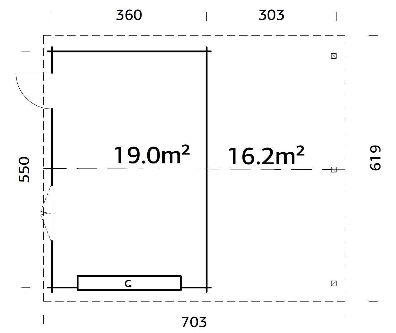 Palmako Garage »Roger, mit Sektionaltor« BxTxH: 703x619x316 cm