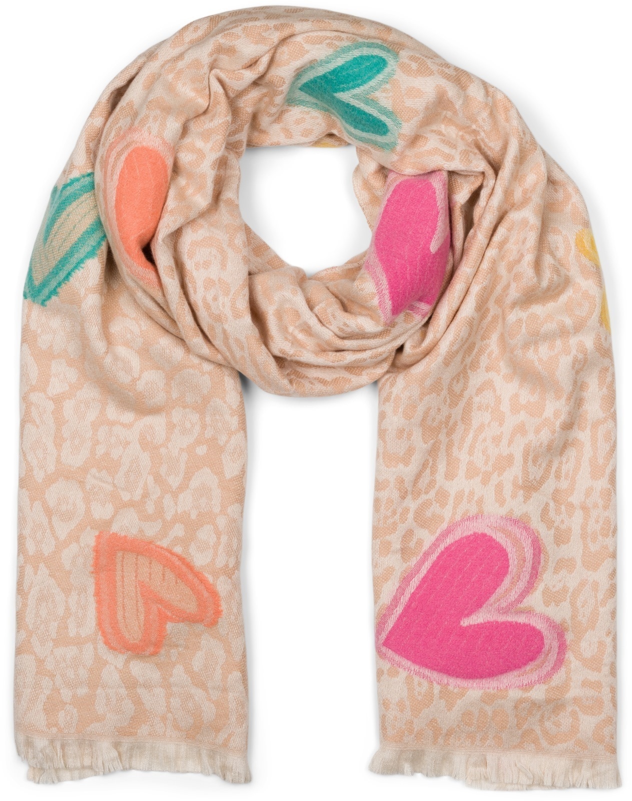 styleBREAKER XXL-Schal "Schal mit Leoparden Herz Muster" 1 Stk.