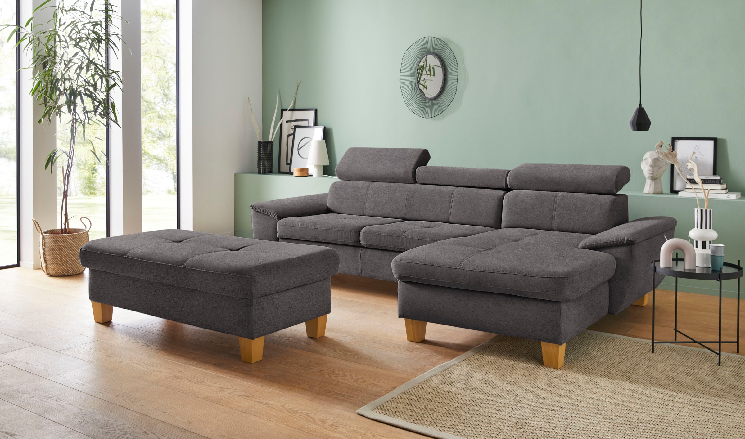 exxpo - sofa fashion Ecksofa »Enya, aufwendige Detailverarbeitung, hoher Sitzkomfort, bequem, L-Form«, inkl. Kopfteilverstellung, wahlweise mit Bettfunktion und Bettkasten