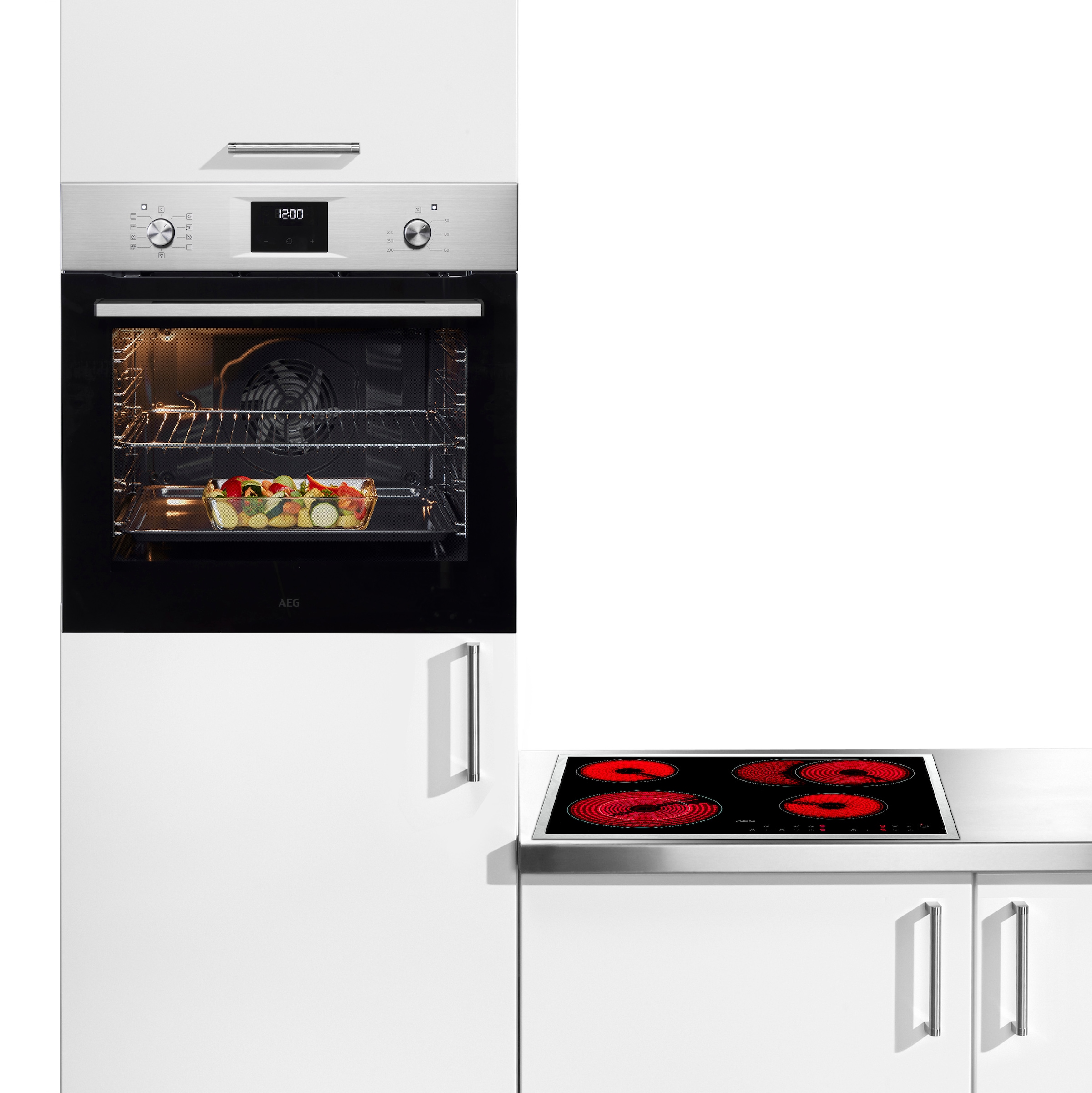 AEG Backofen-Set »OU5AB20ZSM« Aqua Clean Glaskeramikkochfeld, autarker Backofen, mit Timer-Funktion