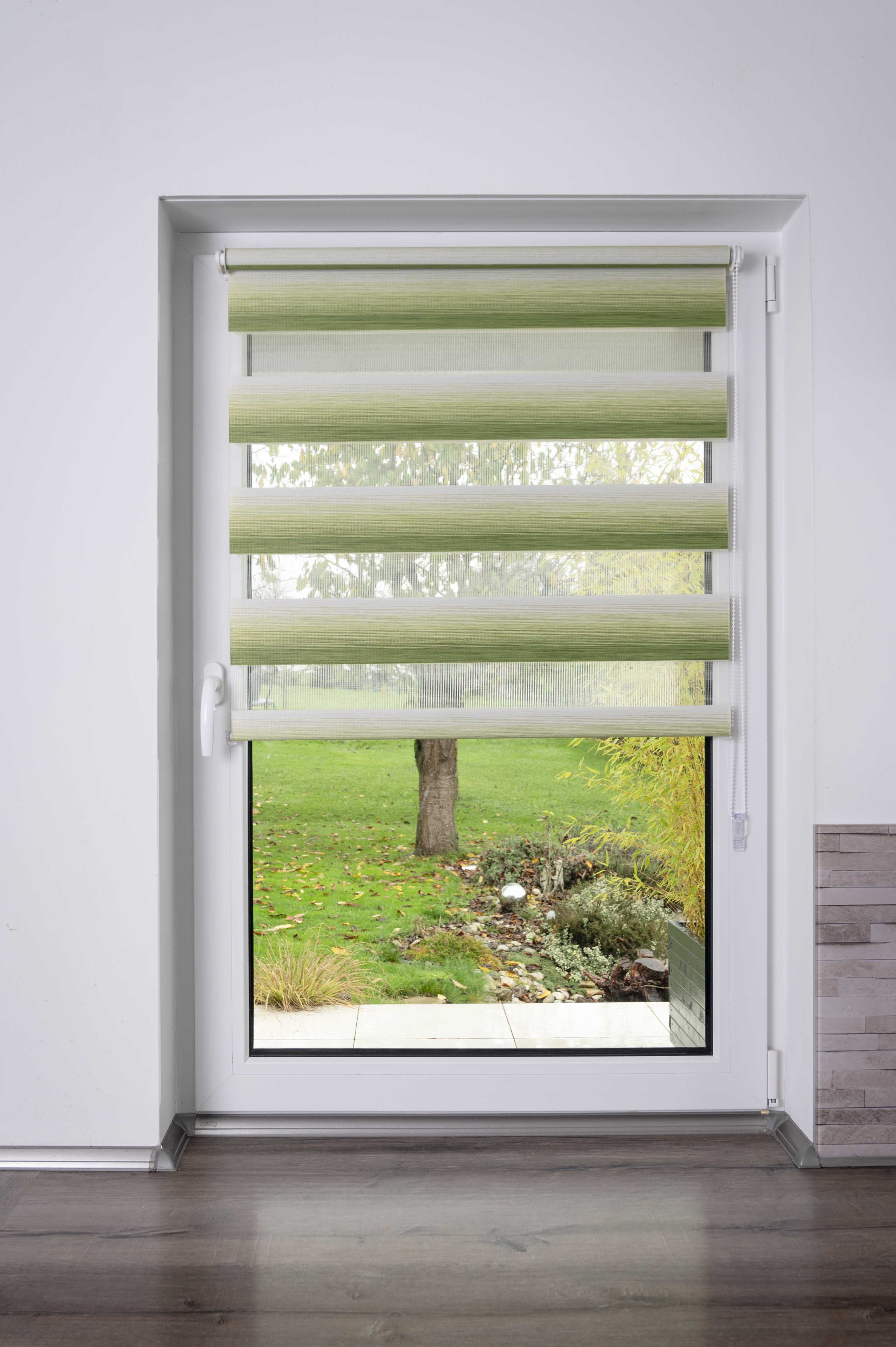 Thumbnail - K-HOME Doppelrollo "mit schönen Farbverlauf" Lichtschutz ohne Bohren freihängend