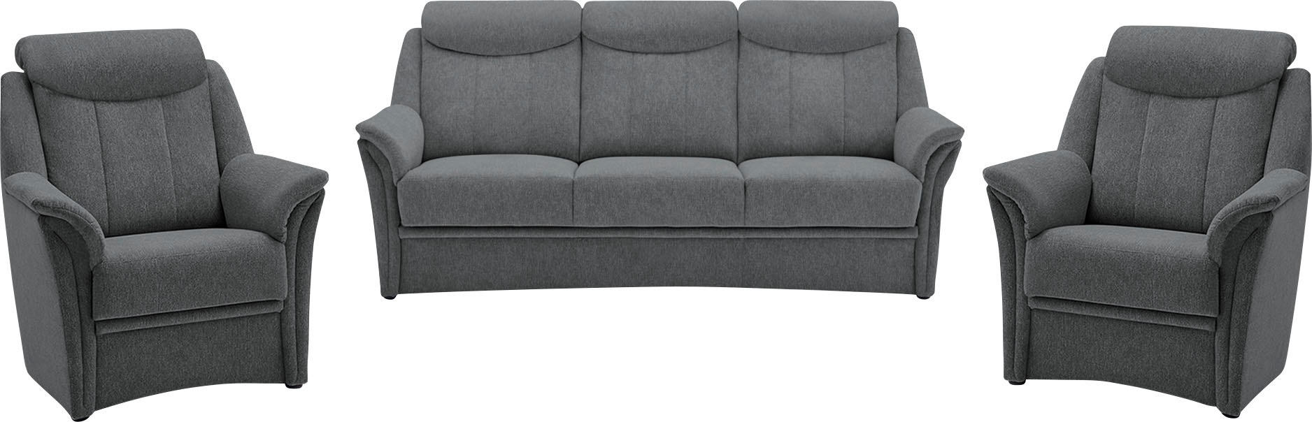 VILLA BECK Polstergarnitur »Lugano«, (Set, 3 tlg.), Kopfteilverstellung, in Sitzhöhe 49 cm, 3-Sitzer und 2x Sessel