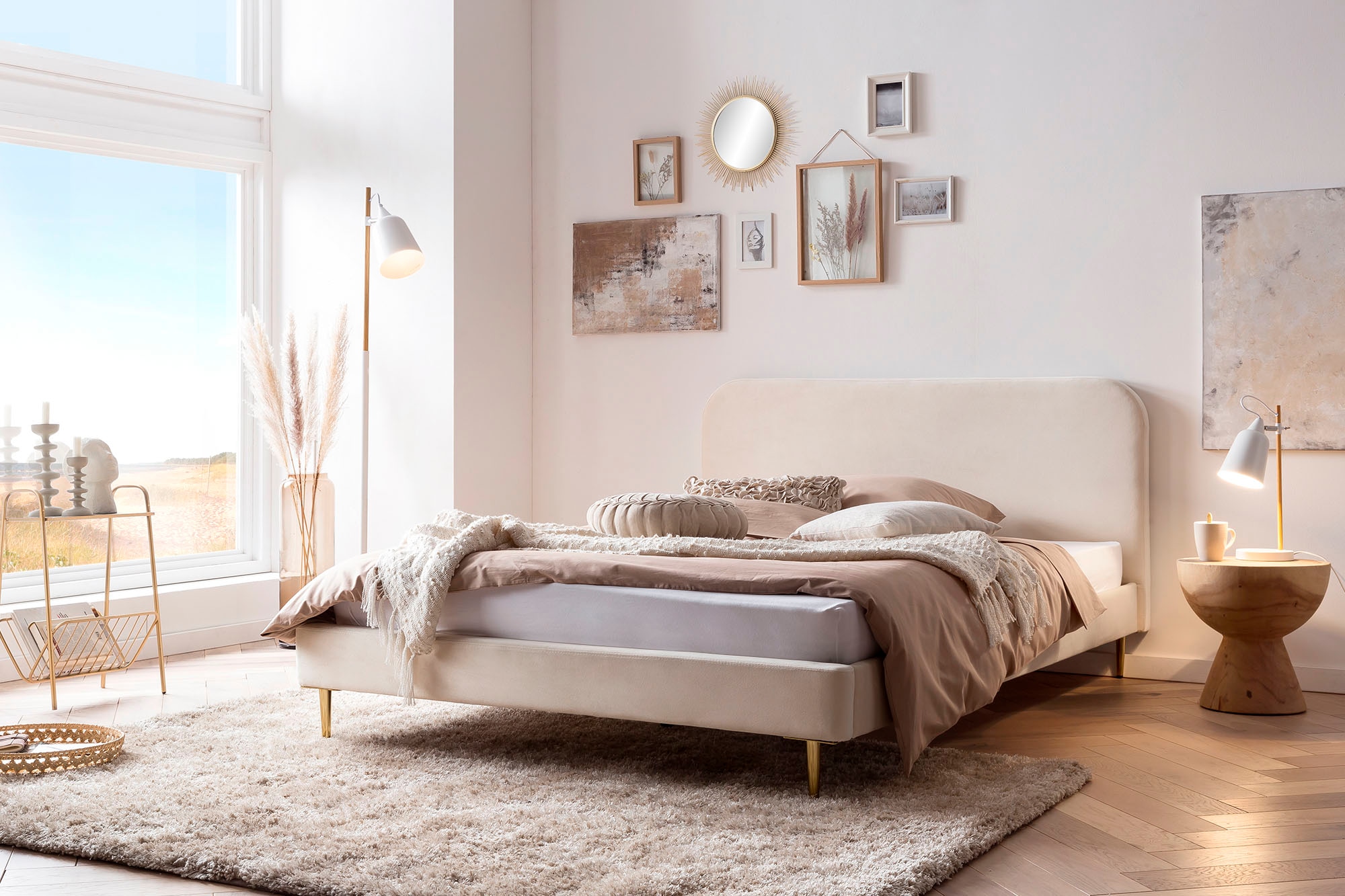 SalesFever Polsterbett, Beine Chrom goldfarben