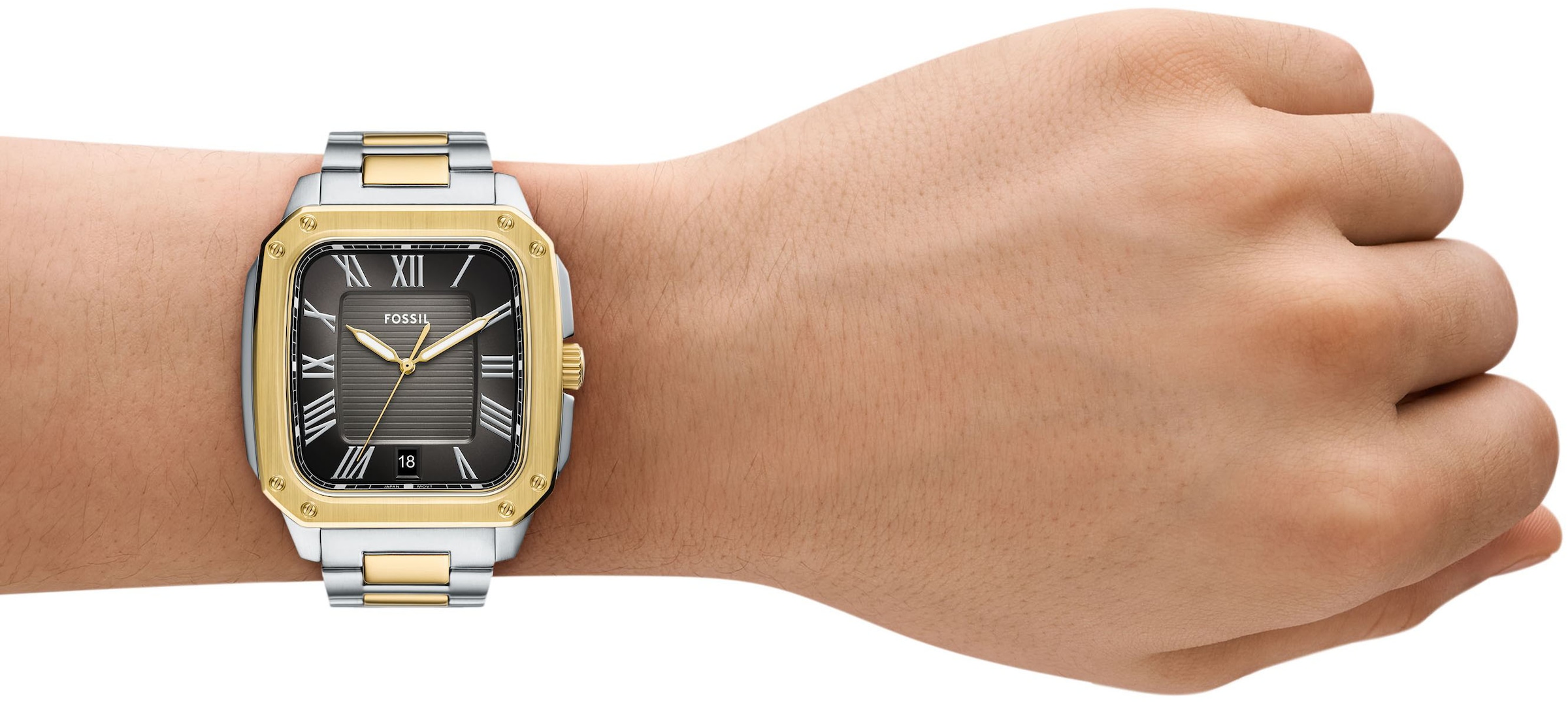 Fossil Quarzuhr »CROSBY«, Armbanduhr, Herrenuhr, Edelstahlarmband, analog, Tag