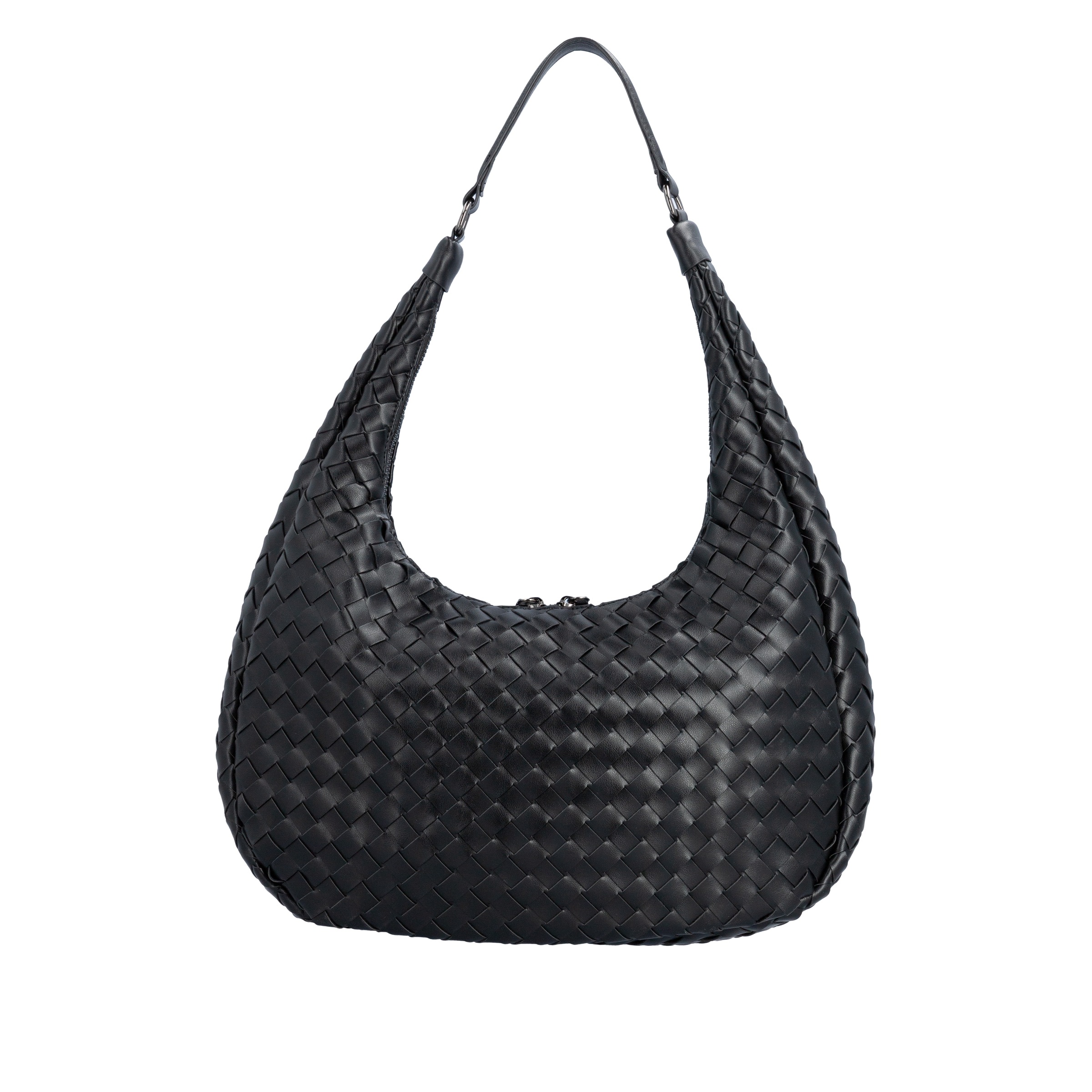 Hobo REMONTE, Herren, Gr. B/H/T: 37cm x 23cm x 6cm, schwarz, Lederimitat, unifarben, Taschen Hobo, Beuteltasche, Handtasche in Flecht-Optik, mit kurzem Umhängeriemen 3