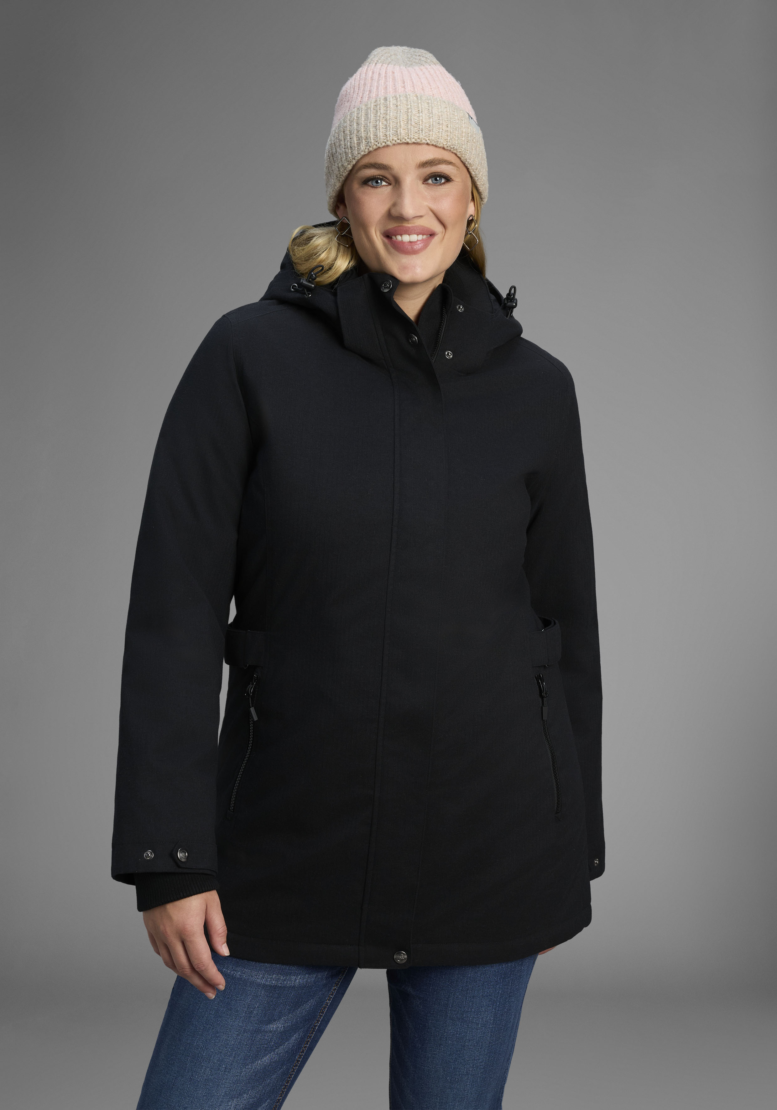 Polarino Funktionsparka mit Kapuze Große Größen, Winterjacke, wasserabweisend, winddicht atmungsaktiv