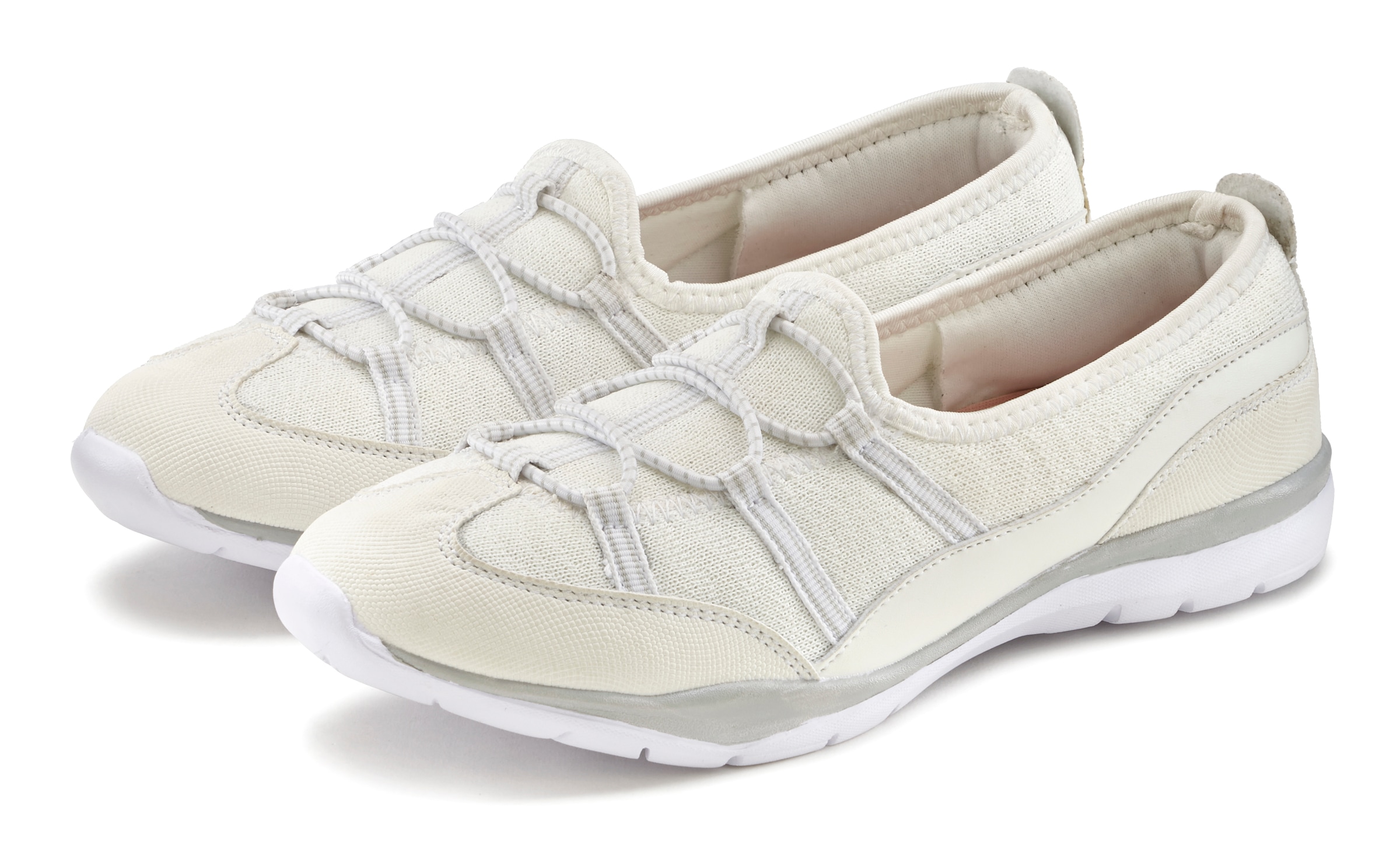 LASCANA Sneaker »Halbschuh, Freizeitschuh, Slipper,«, zum Reinschlüpfen mit elastischen Schnürbändern VEGAN