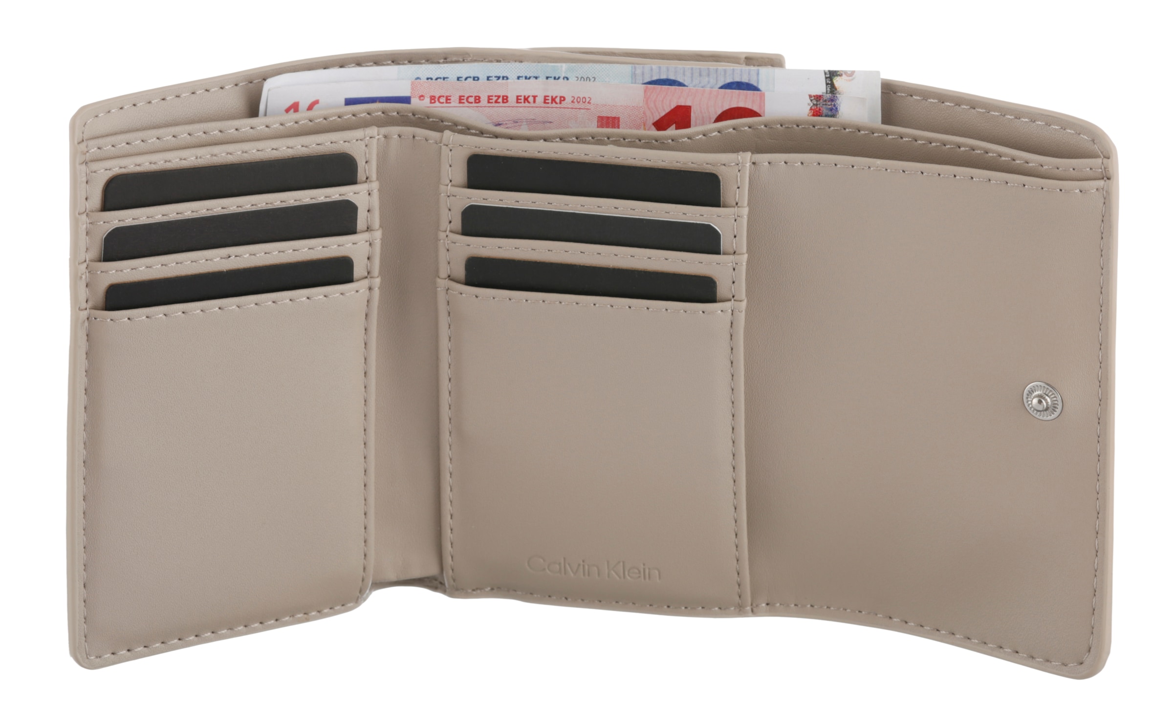 Calvin Klein Geldbörse »CK MUST AOP SMALL TRIFOLD W ZIP«, Damen Portemonnaie, Geldbeutel mit Metall-Logo