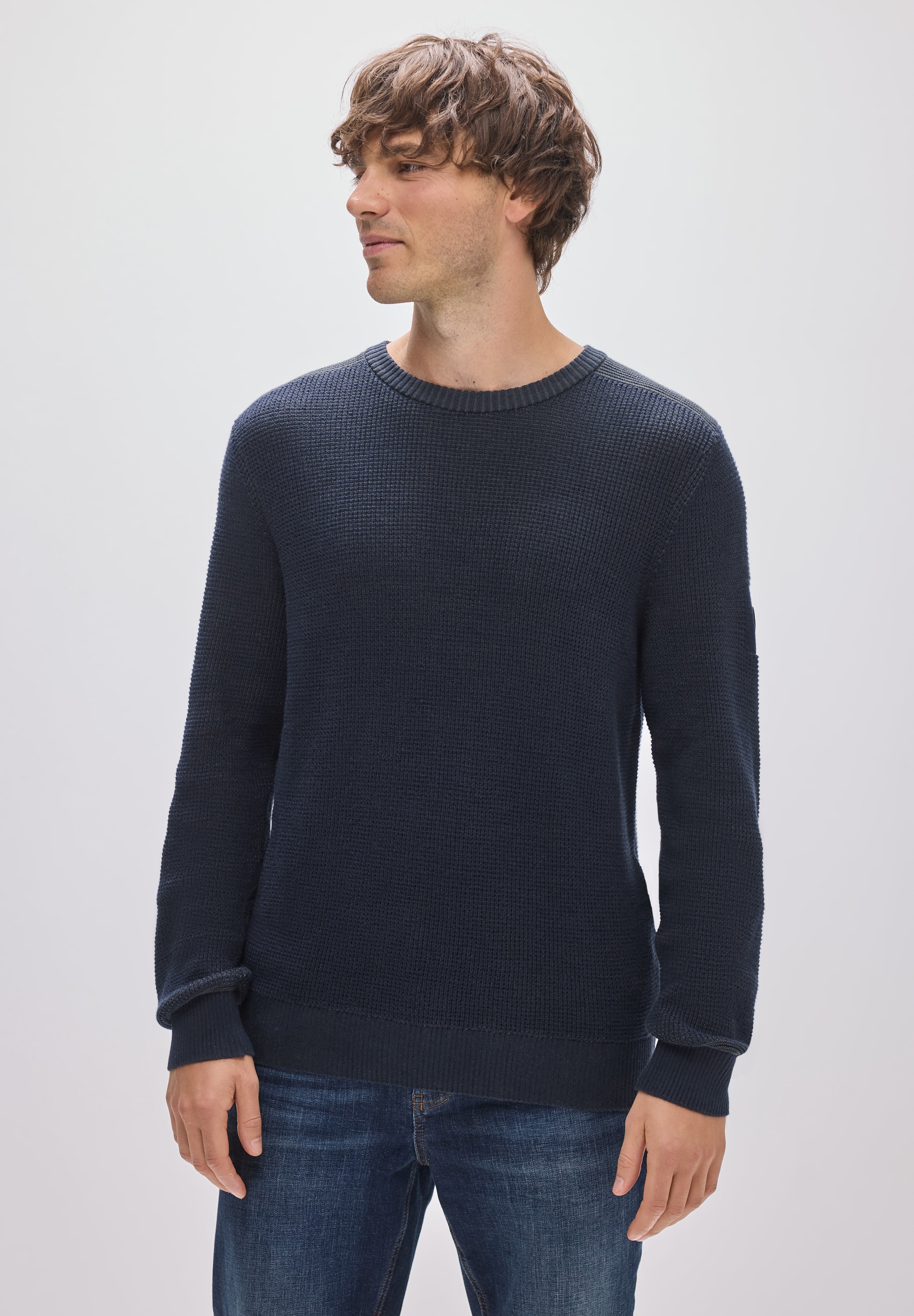 STREET ONE MEN Rundhalspullover Feinstrick