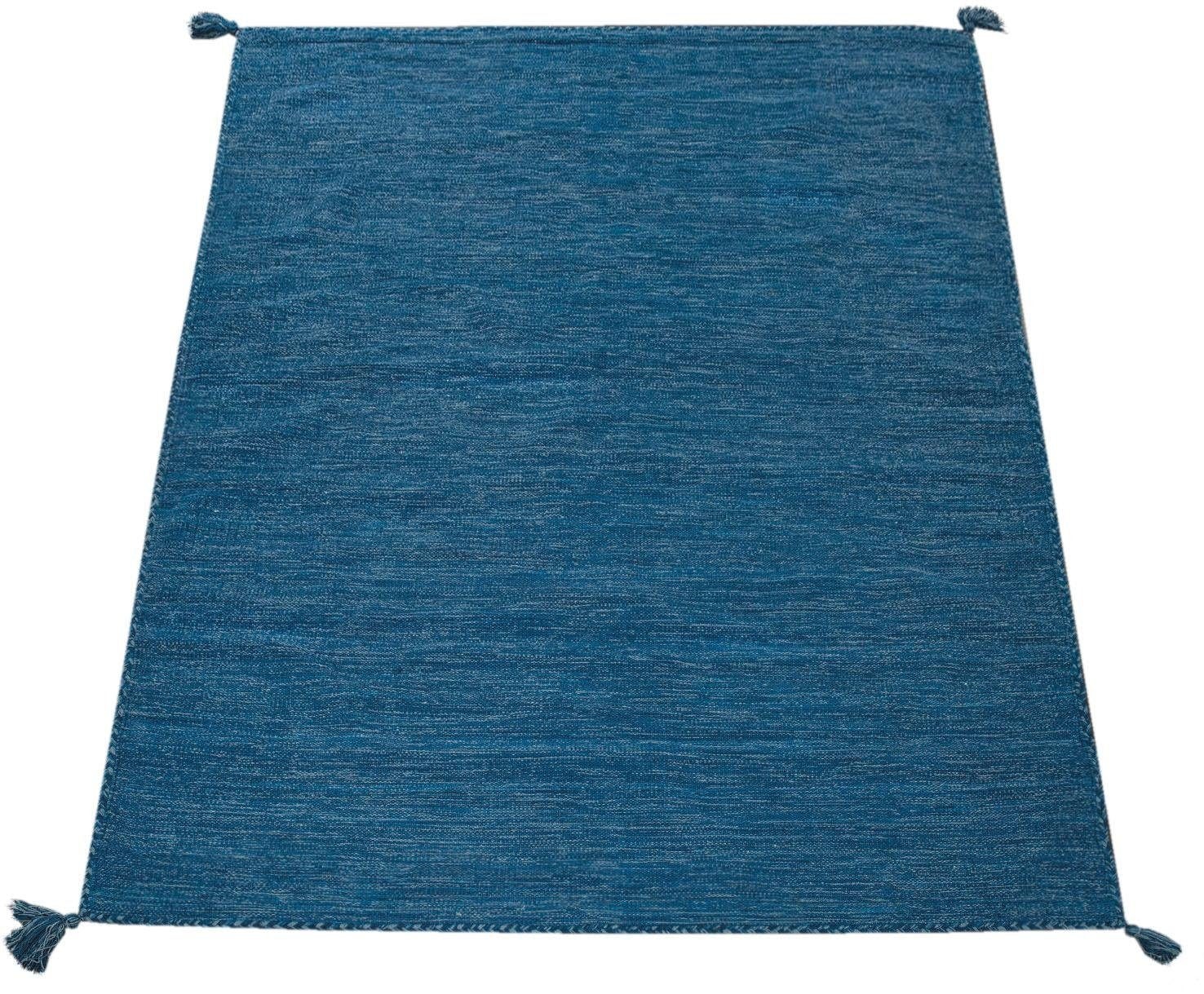 Paco Home Teppich "Kilim 210", rechteckig, Handgwebt, Flachgewebe, reine Baumwolle, handgewebt, Uni Farben