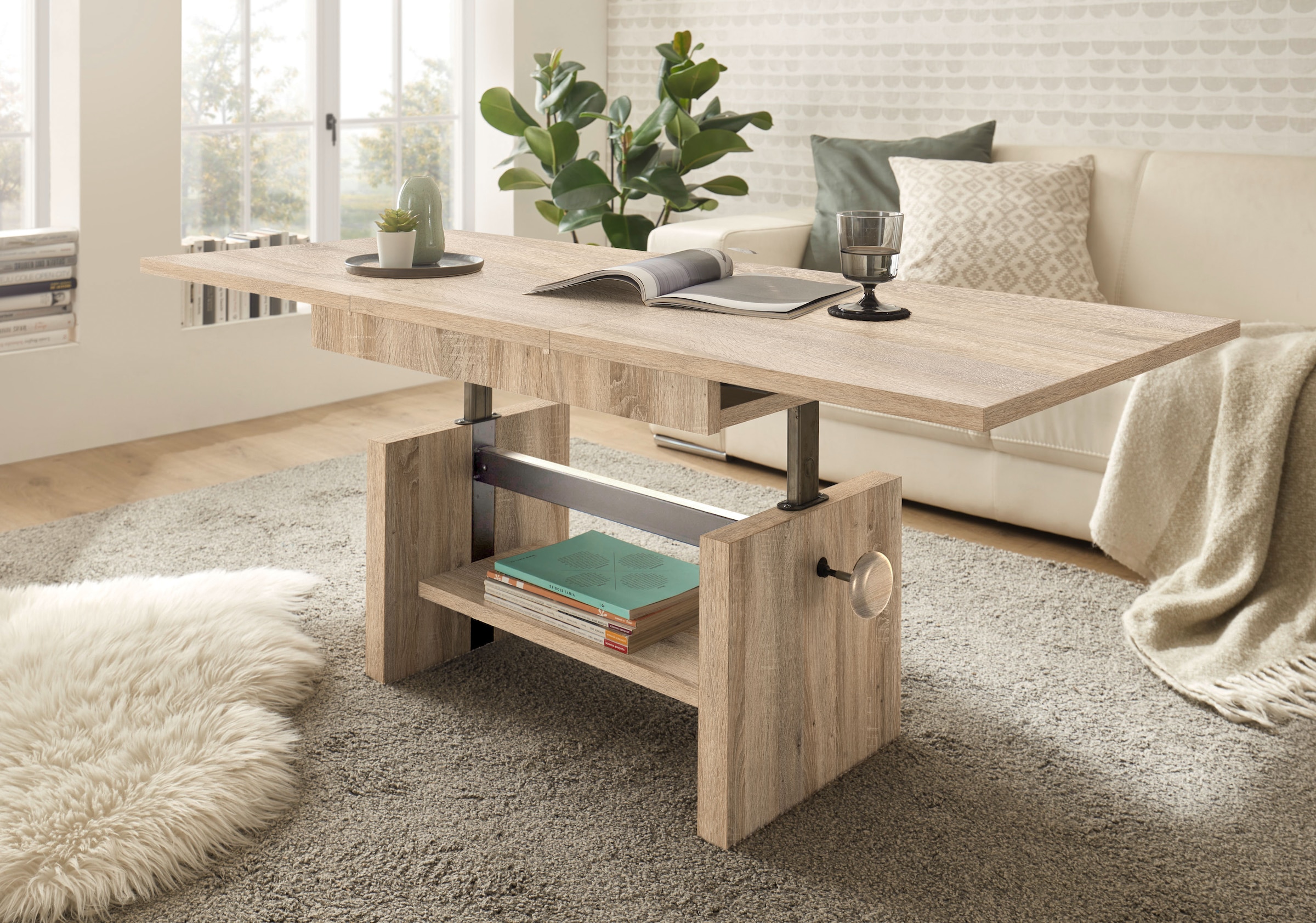 Stolkom Couchtisch »Event höhenverstellbar, ausziehbar, BxHxT 110-150x48-63x65 cm«, Höhenverstellbar mit Liftmechanik und ausziehbar in 3 Farbausführungen