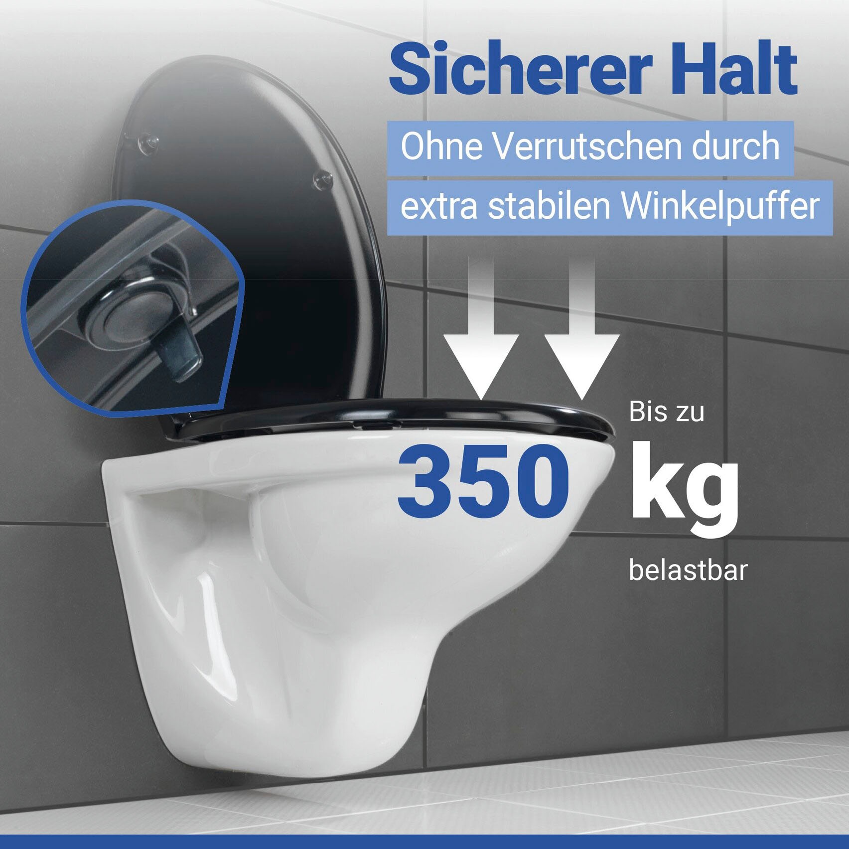WENKO WC-Sitz »Rieti« strapazierfähiger Toilettensitz, belastbar bis 350 kg, Absenkautomatik