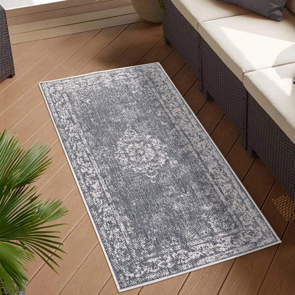 Carpet City Outdoorteppich »DUO RUG 5577« rechteckig 5 mm Höhe Wendeteppich Wetterfest In- & Outdoor, Balkon, Terrasse, Wohnzimmer