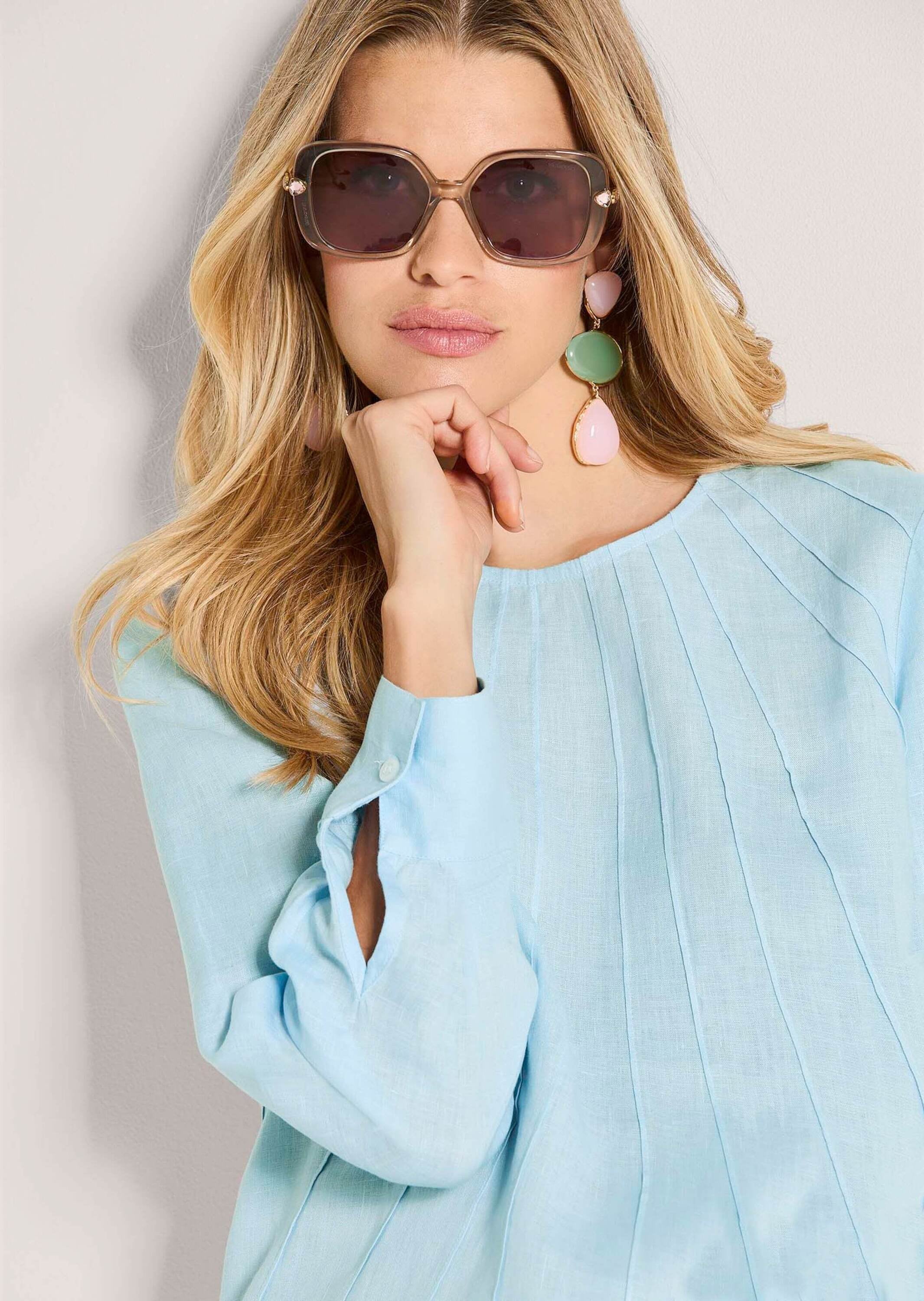 MADELEINE Langarmbluse »Leinenbluse Blusenshirt mit feinen Biesen«