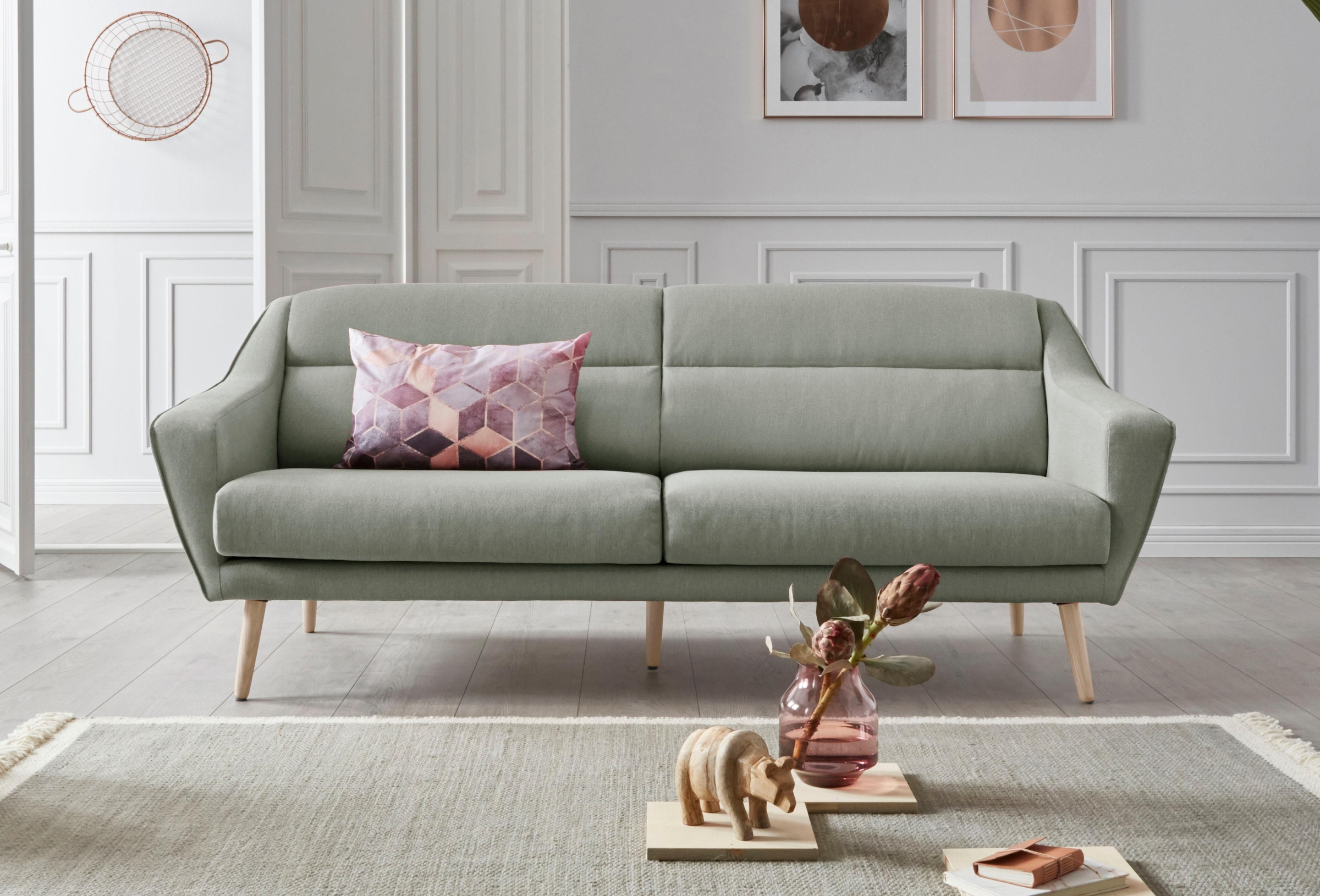 OTTO home 3-Sitzer "Bille" mit Naht im Rückenkissen und Eiche-Beinen, Desig günstig online kaufen