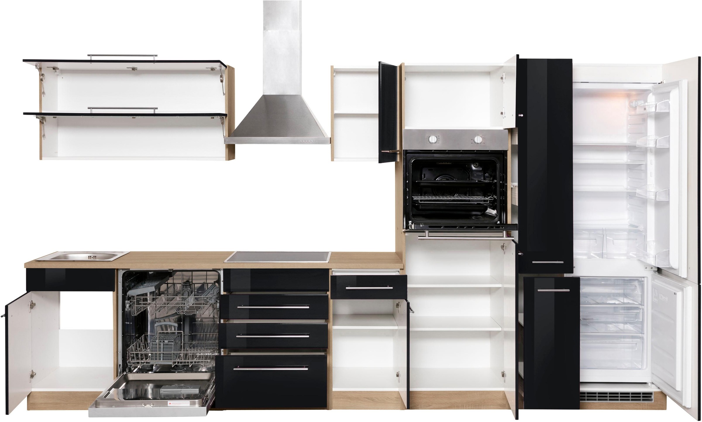 KOCHSTATION Küchenzeile »KS-Eton«, mit E-Geräten, Breite 360 cm