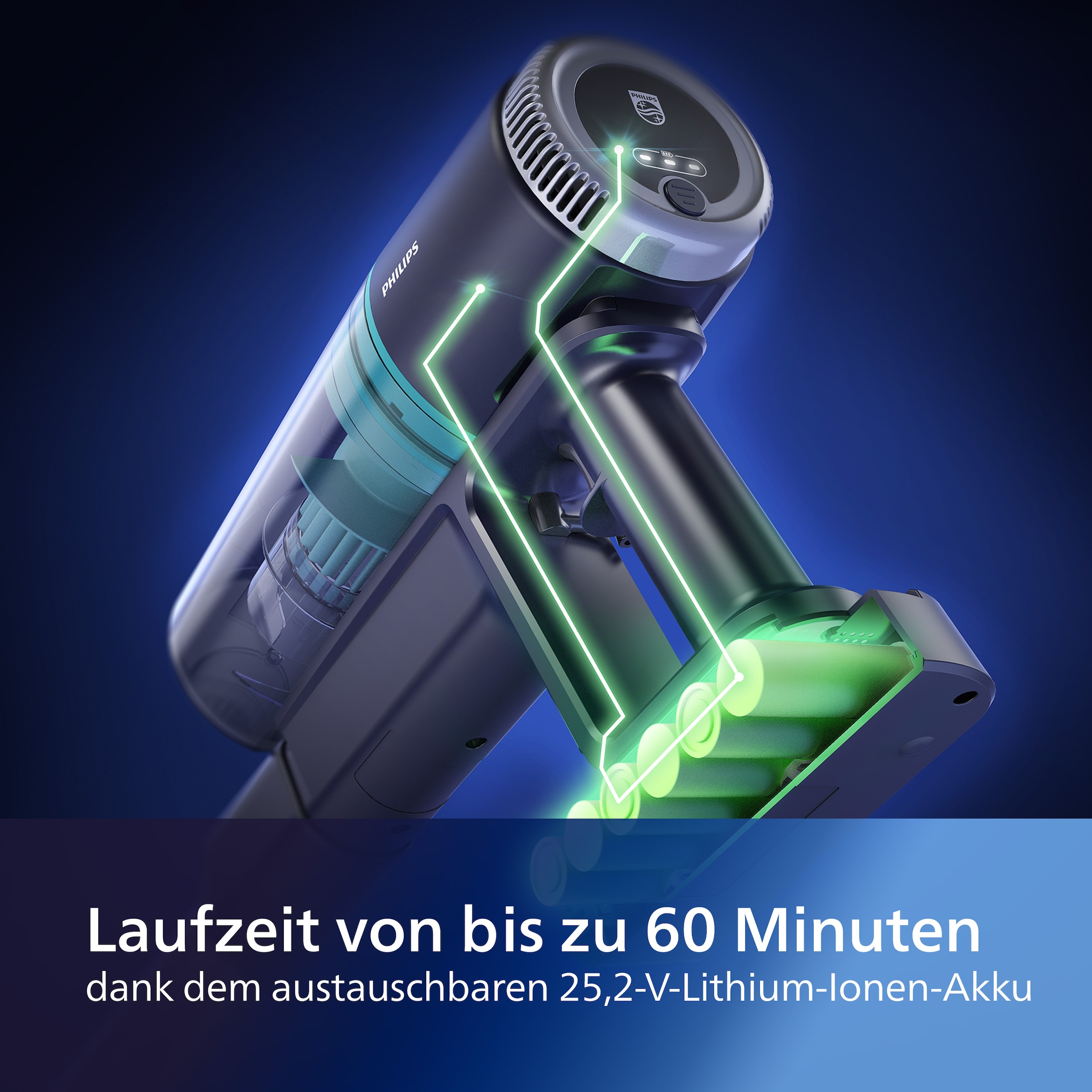 Akku-Hand-und Laufzeit und digitalem Philips mit zu bis Minuten Stielstaubsauger BAUR LED-Düse 3000 Motor, »XC3031/01 | Series«, 60