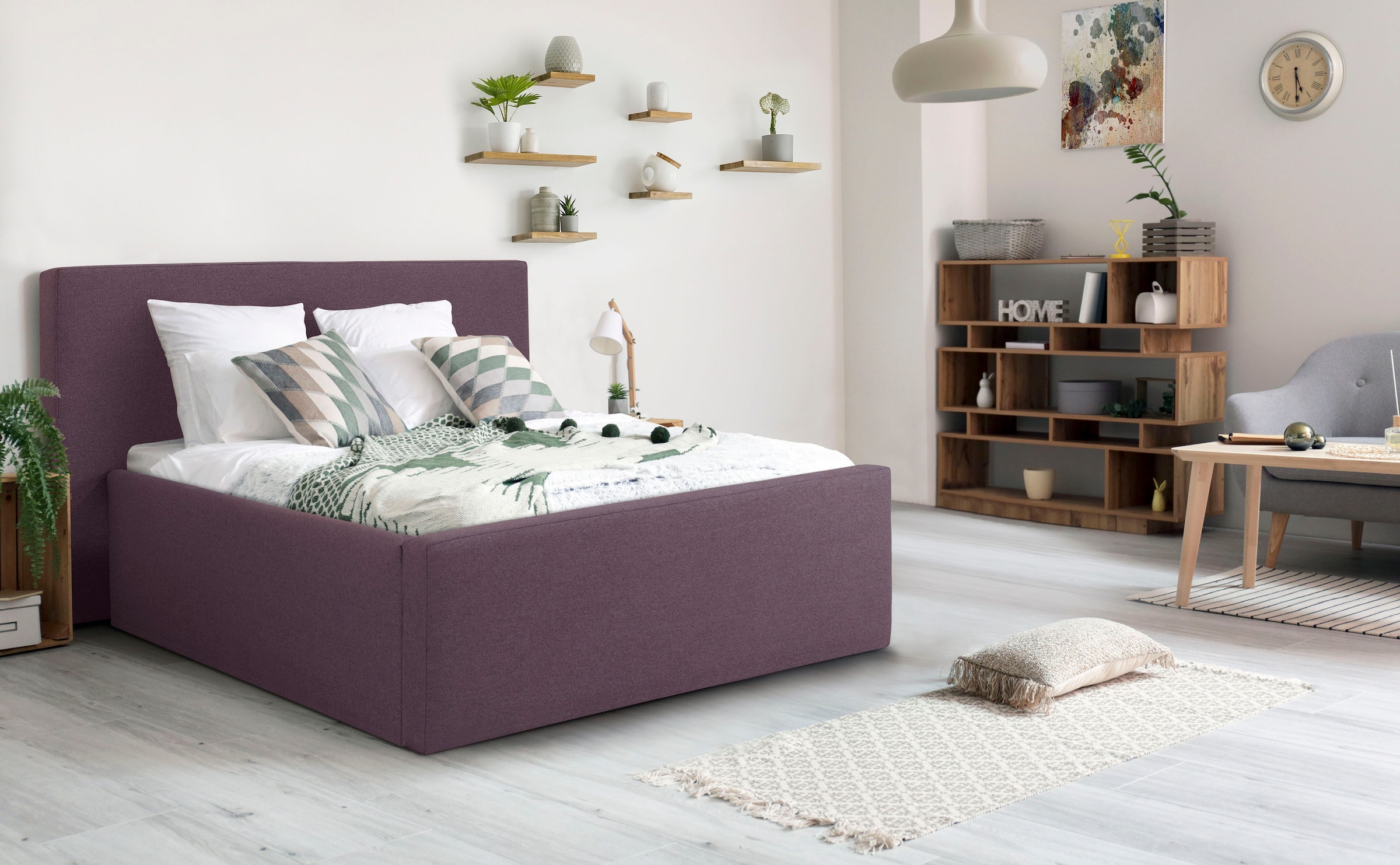 Home affaire Polsterbett "Dalina" geradliniges Kopfteil, in 5 Breiten, auch günstig online kaufen