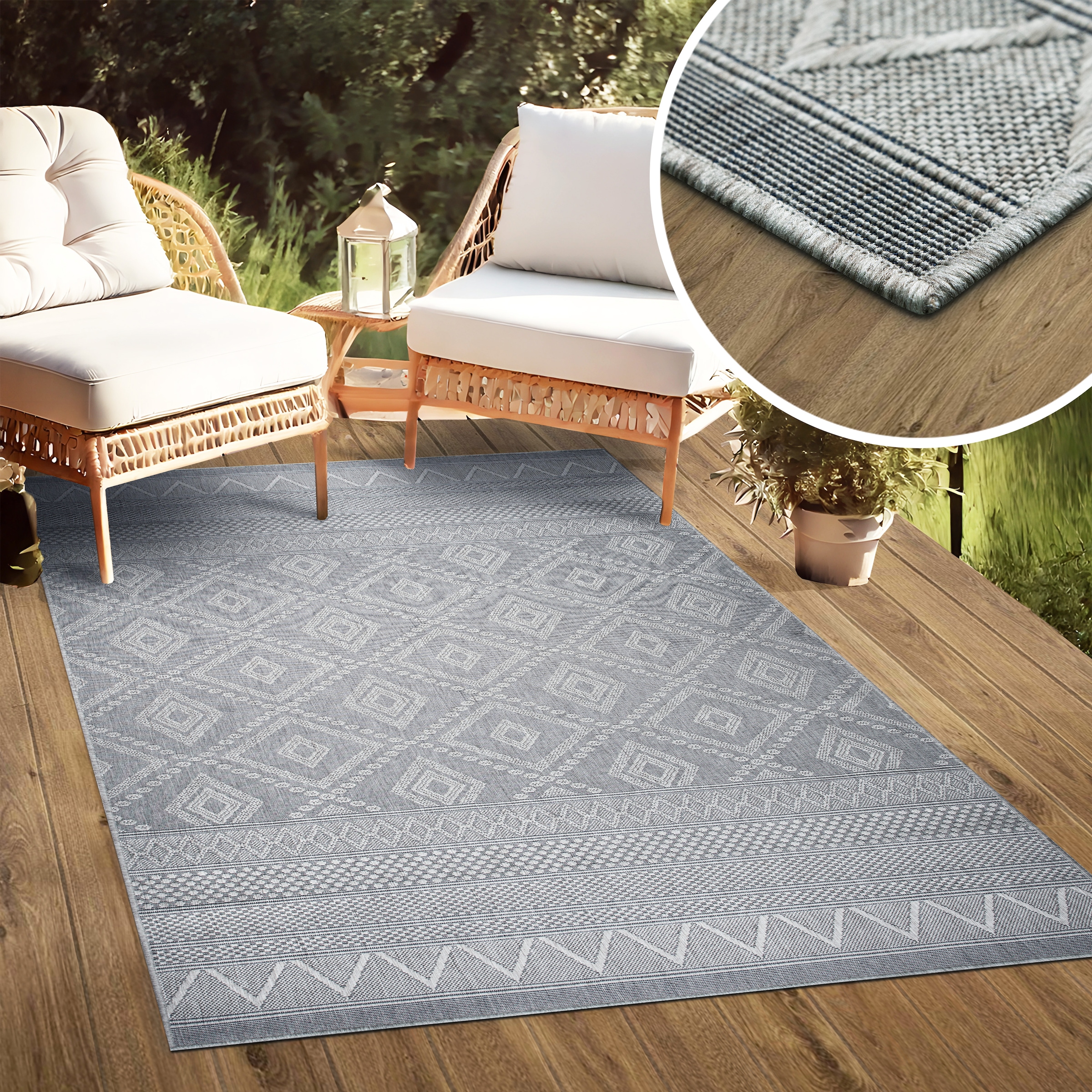 my home Teppich »Toronto auch als Läufer erhältlich«, rechteckig, 3 mm Höhe, In- und Outdoor geeignet, Sisal-Optik, Wetterfest & UV-beständig, Boho