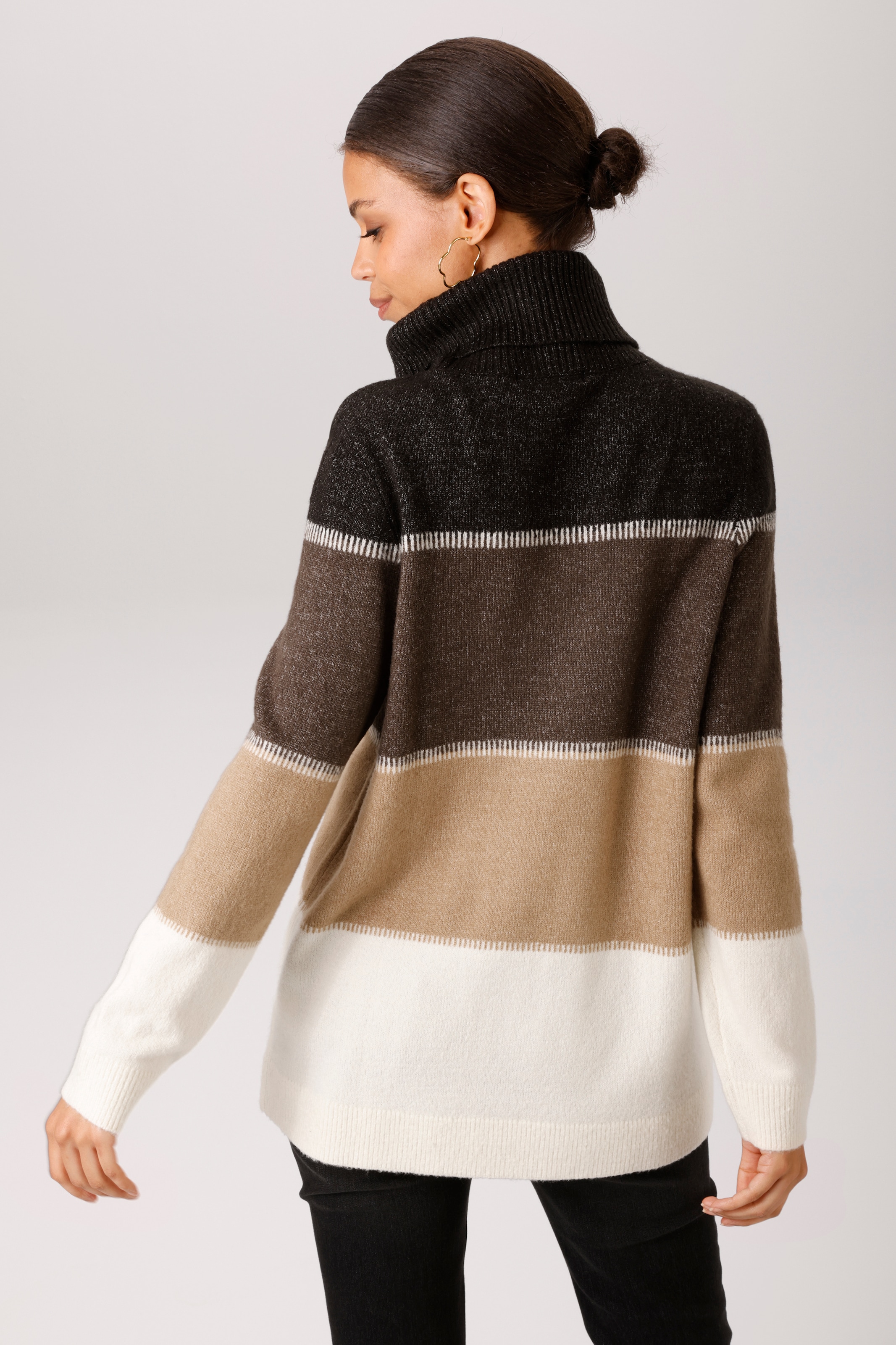 Aniston CASUAL Strickpullover im melangefarbenen Color-Blocking - NEUE KOLLEKTION