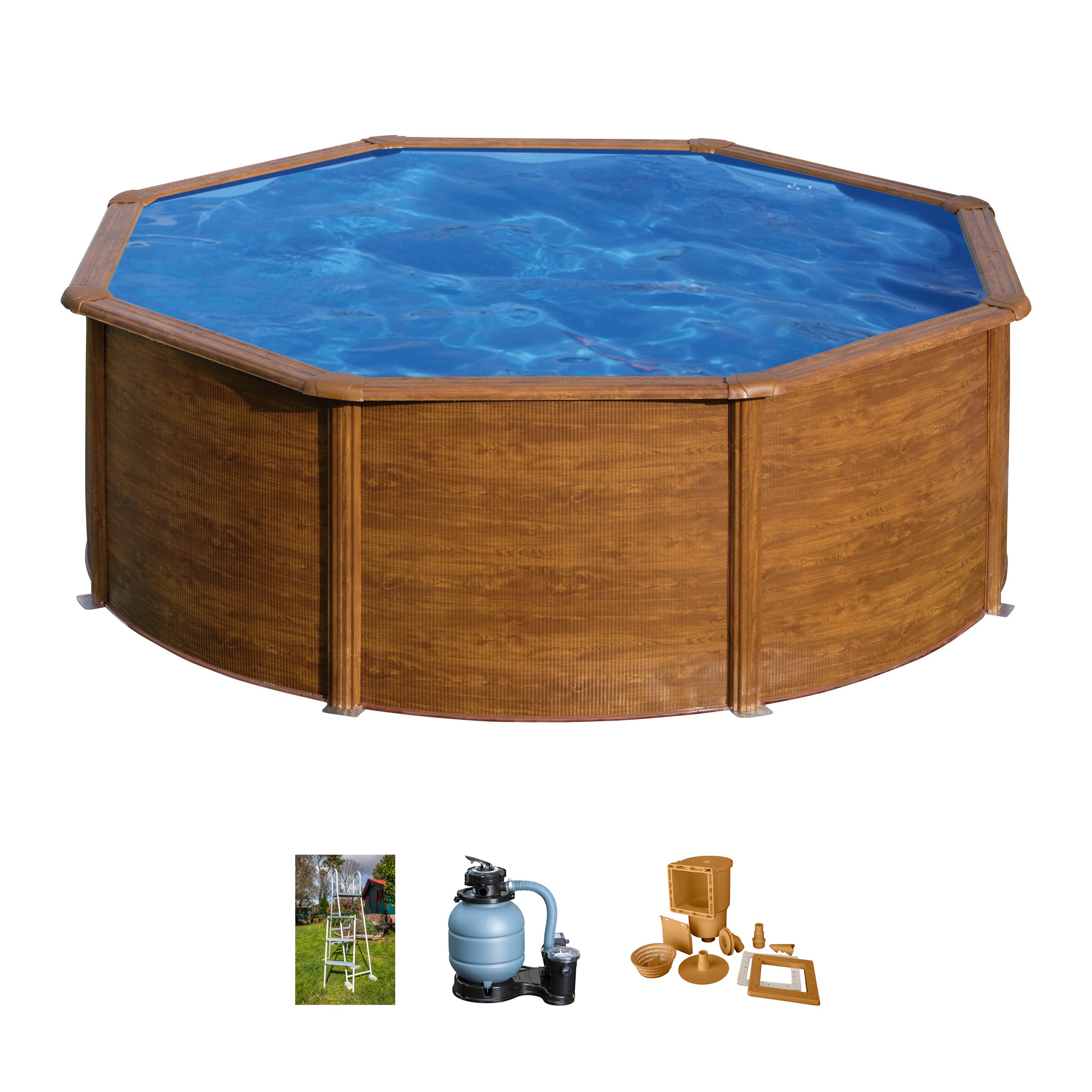 Gre Rundpool "PACIFIC in Holzoptik inkl. Zubehör" Höhe: 120 cm, in versch. Größen erhältlich
