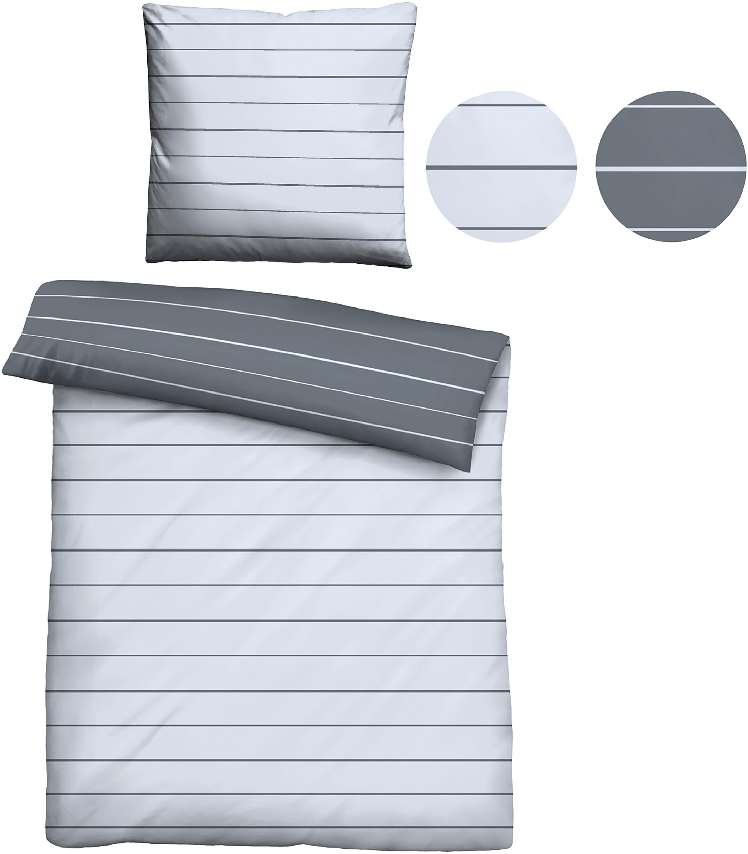 Thumbnail - Biberna Wendebettwäsche "Combinate in Gr. 135x200, 155x220 oder 200x200 cm" 2 Stk. Bettwäsche aus Baumwolle, zeitlose Be...