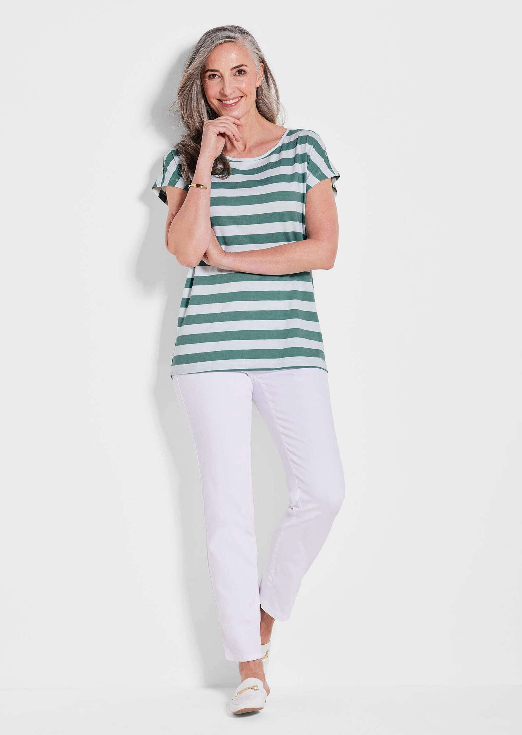 GOLDNER Kurzarmshirt »Kurzgröße Modisches Blockstreifen-Oberteil«