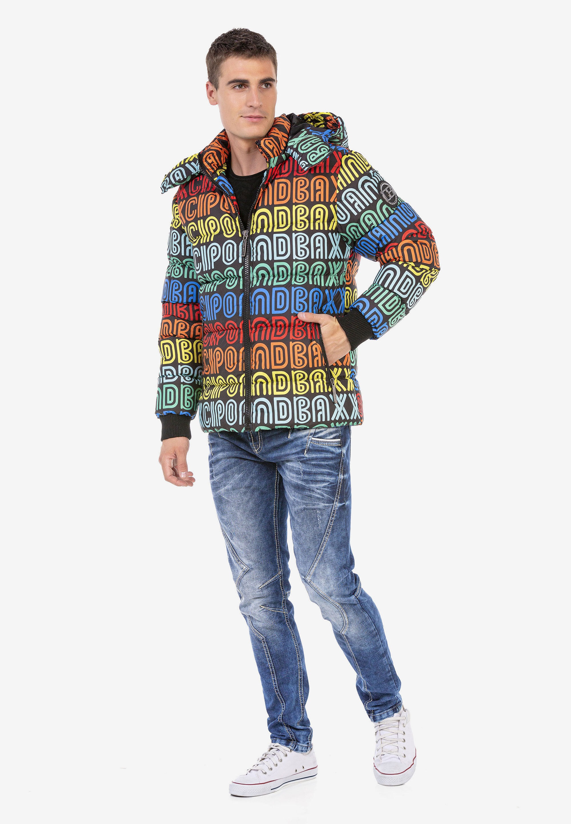 Cipo & Baxx Winterjacke »Winterjacke«, mit Kapuze, mit sylischem Schriftzug