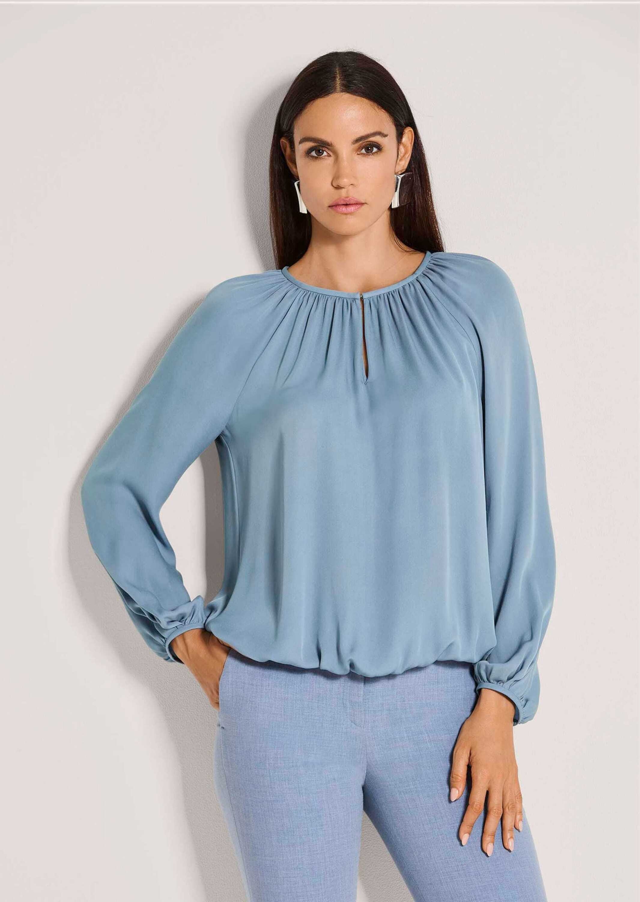 Thumbnail - MADELEINE Langarmbluse "Blusenshirt Schlupfbluse mit edlen Raffungen" Bluse mit schmalen Einfassband