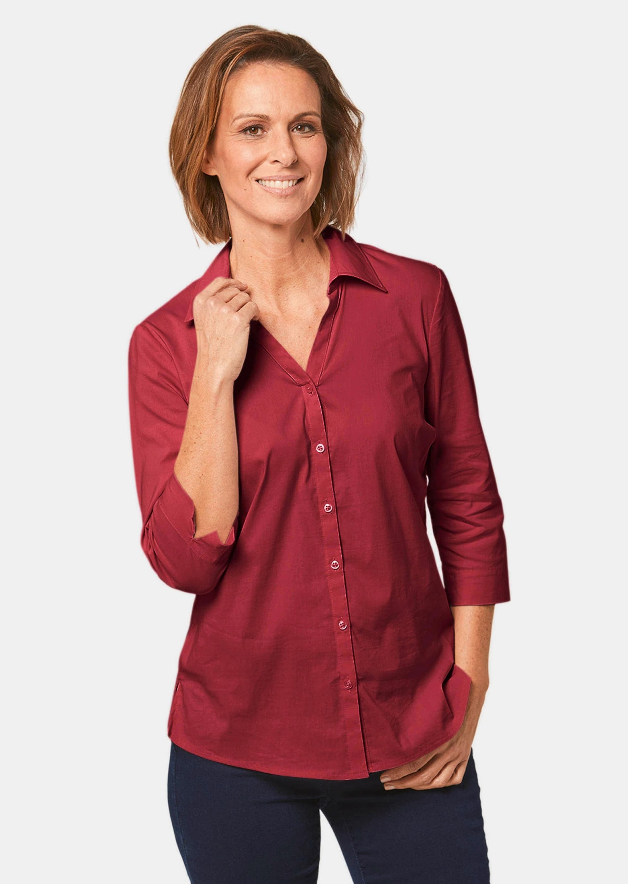 GOLDNER Hemdbluse »Bluse Stretchbequeme Bluse mit Baumwolle«