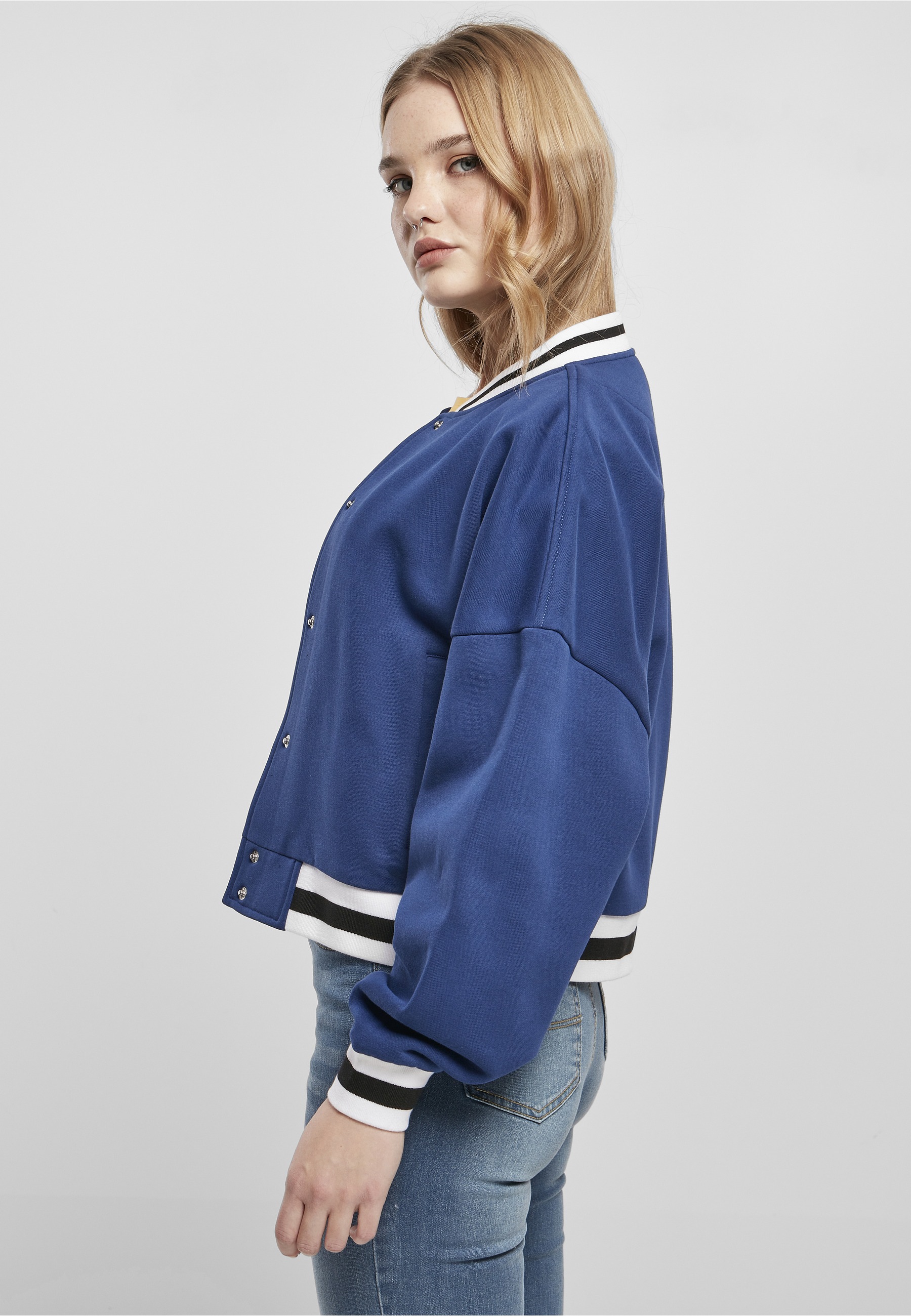 URBAN CLASSICS Collegejacke »Urban Classics Damen Ladies Oversized College Sweat Jacket« 1 Stk. tlg. ohne Kapuze