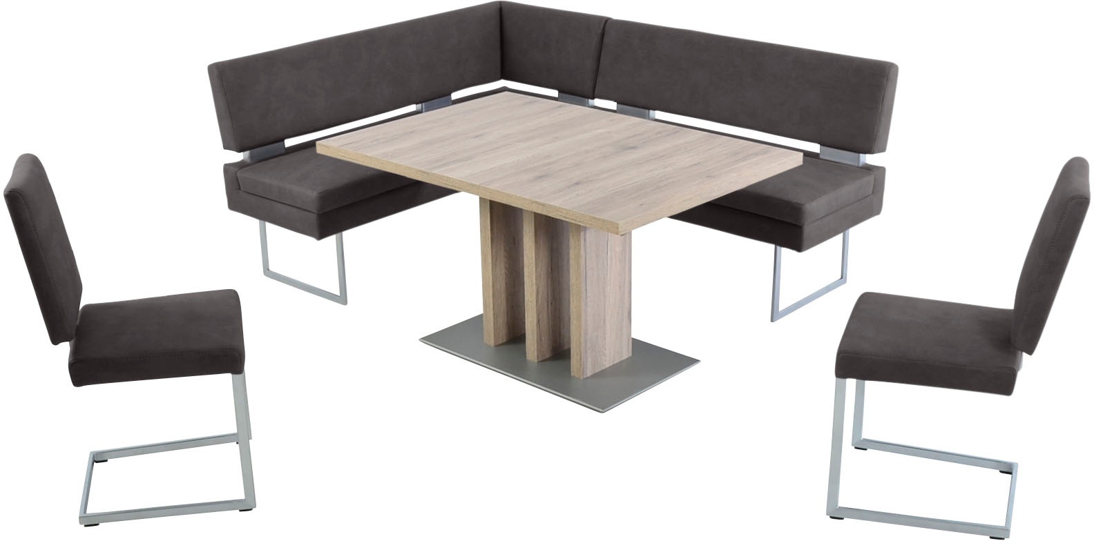 K+W Komfort & Wohnen Essgruppe 4 Stk. tlg. langer Schenkel links oder rechts, 2 Freischwinger, 1 Funktionstisch