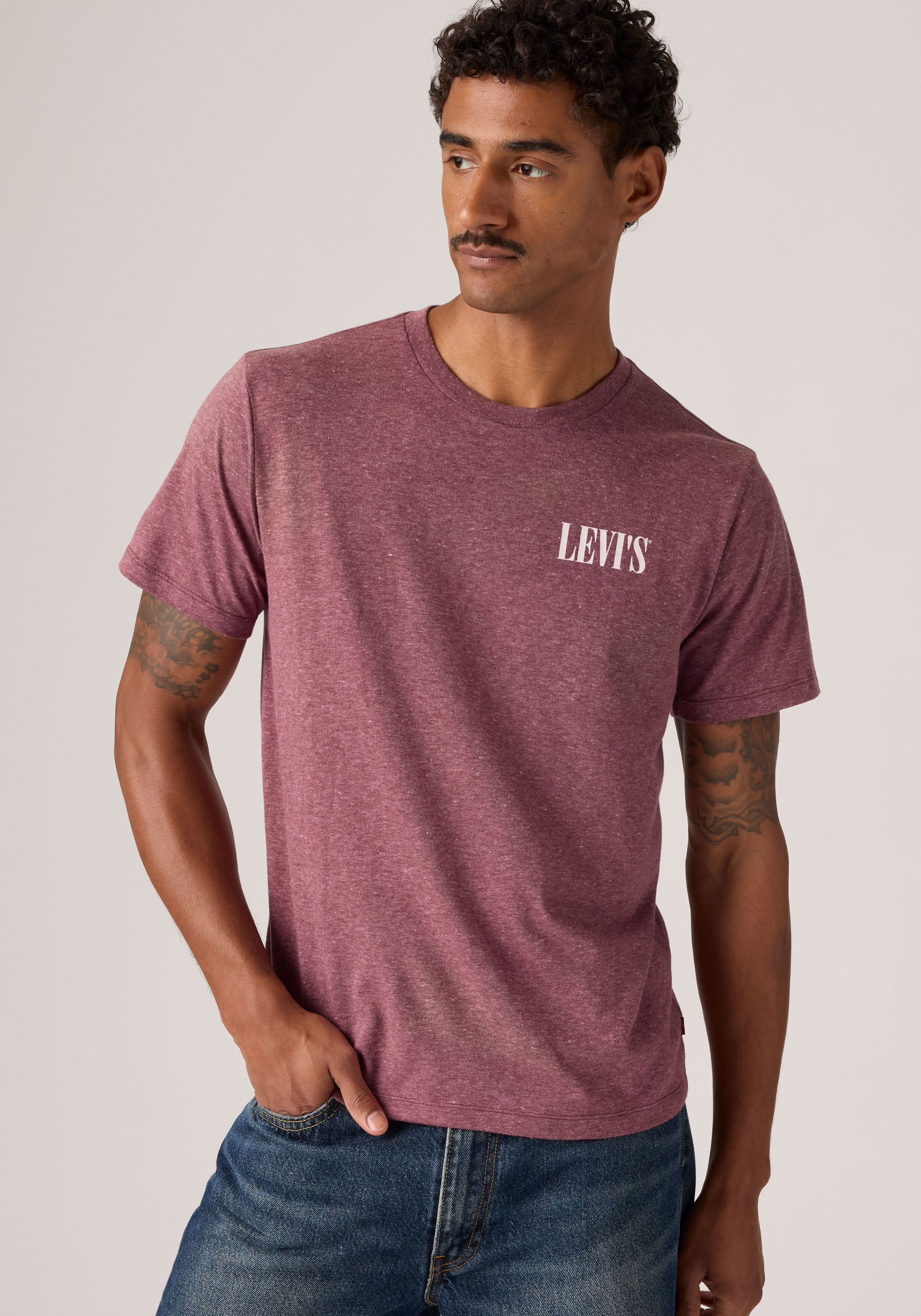 Levis T-Shirt "GRAPHIC CREWNECK TEE" Melierter Feinstrick, pflegeleichter Materialmix