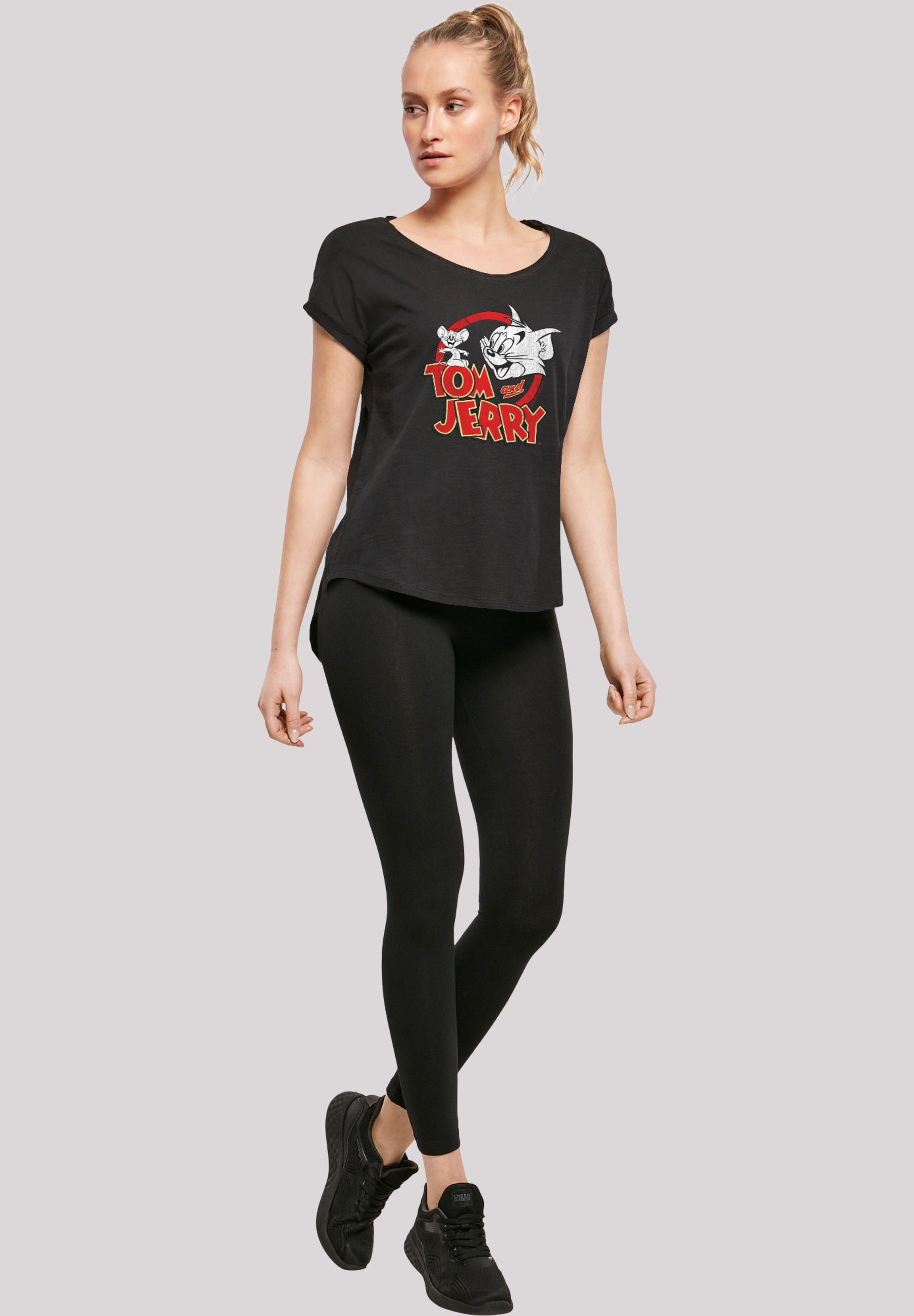 F4NT4STIC T-Shirt »Tom and Jerry TV Serie Distressed«, Damen,Premium Merch,Lang,Longshirt,Bedruckt
