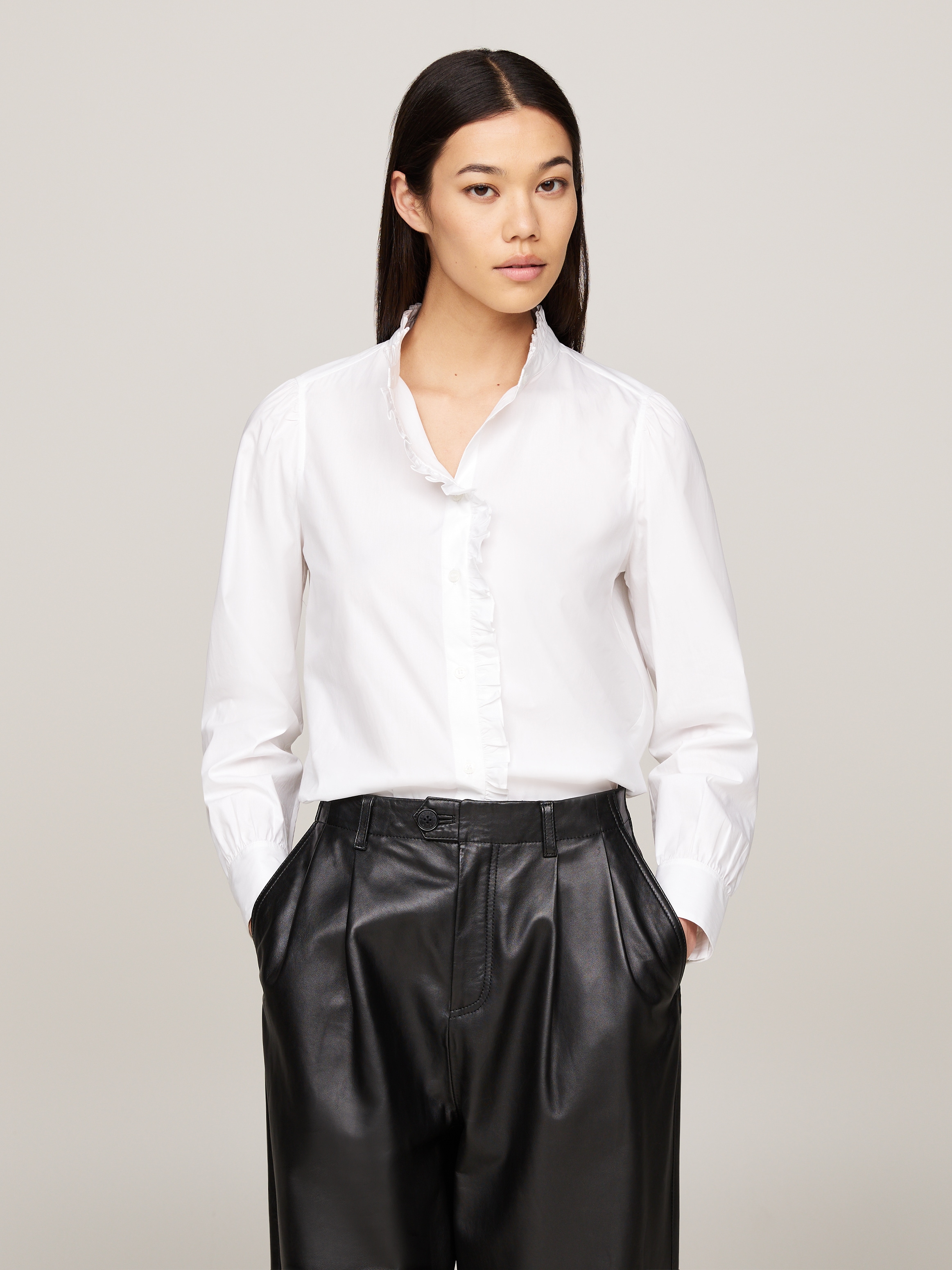 Tommy Hilfiger Shirtbluse "COTTON FRILL RELAXED SHIRT", mit Rüschen