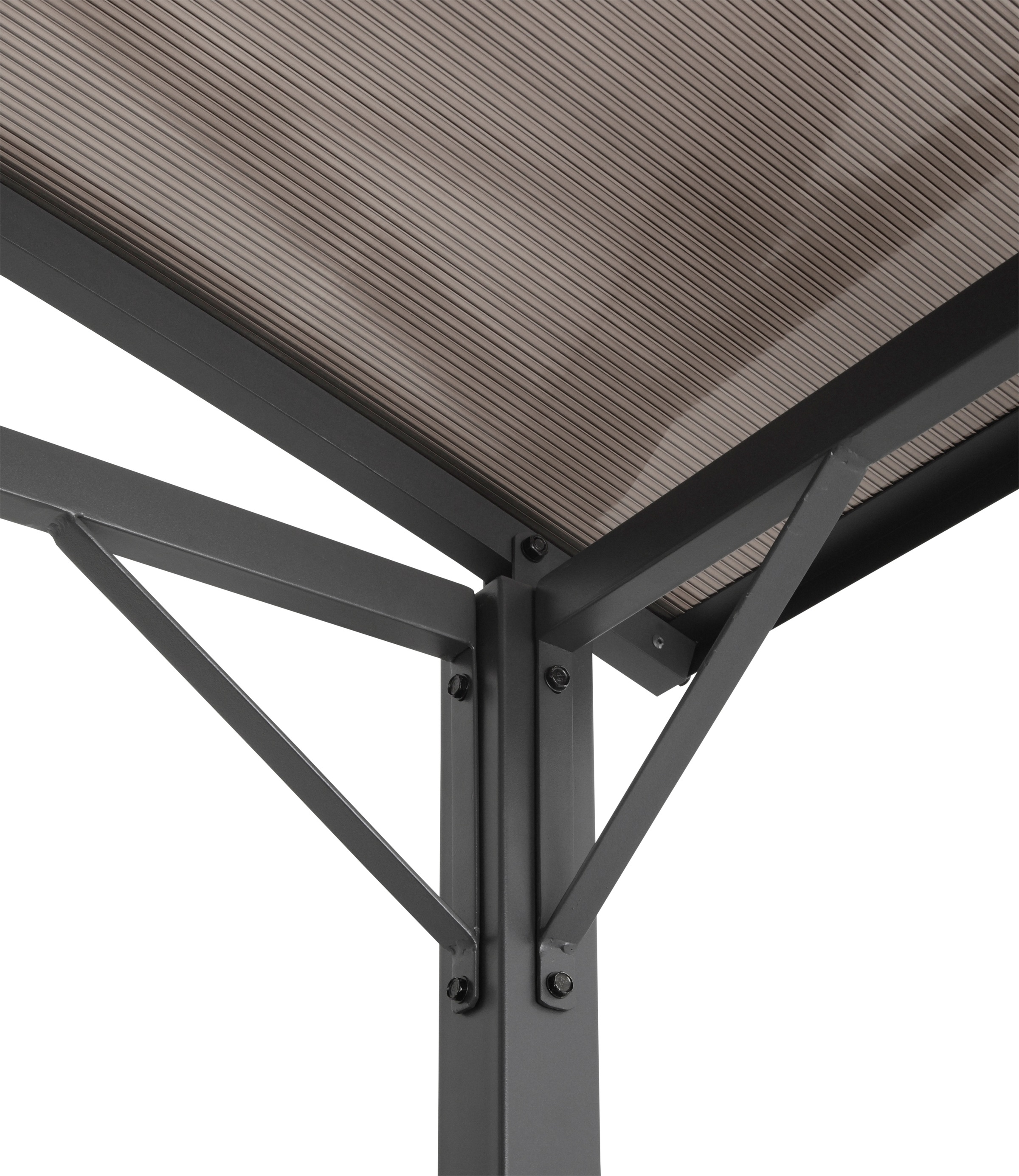 Grillpavillon KONIFERA "Roma", grau, B/H/T: 245cm x 232cm x 150cm, Pavillons, Außenmaße BxT: 245x150 cm, Stahlgestell, Polycarbonat-Dachplatten 3