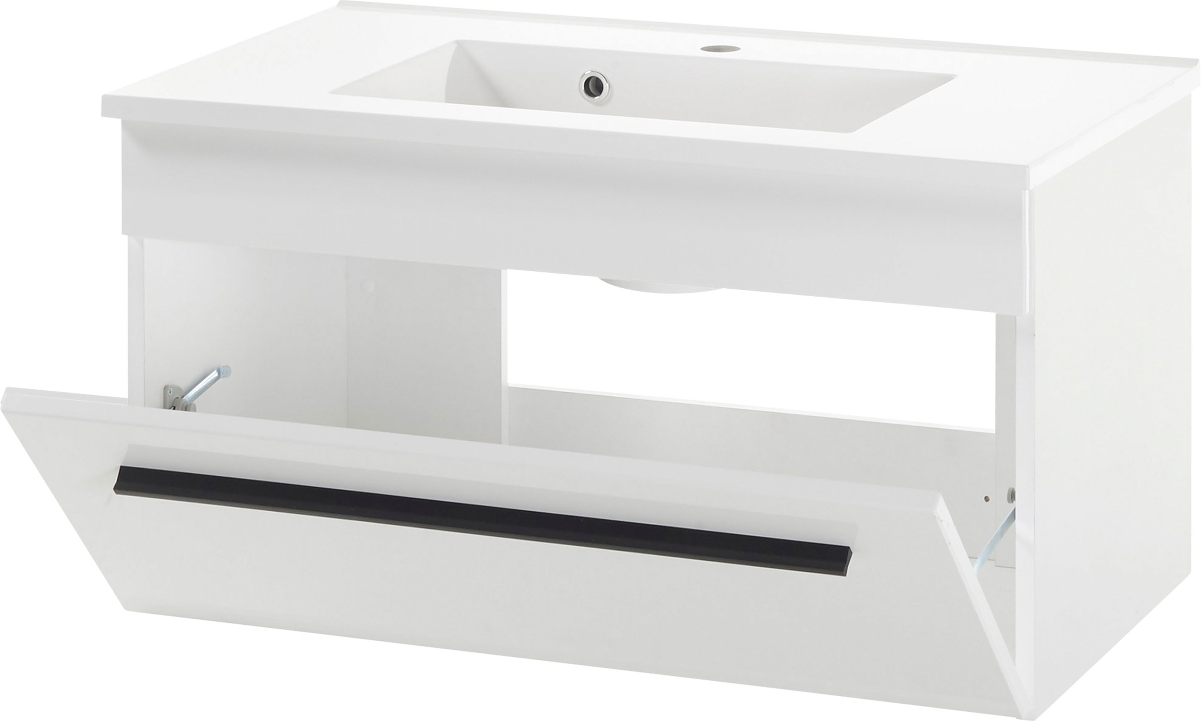 Thumbnail - Home affaire Waschtisch "Cantara, Waschtisch inkl. Waschbecken, modernes Design" mit schwarzen Griffen, ausreichend Stau...