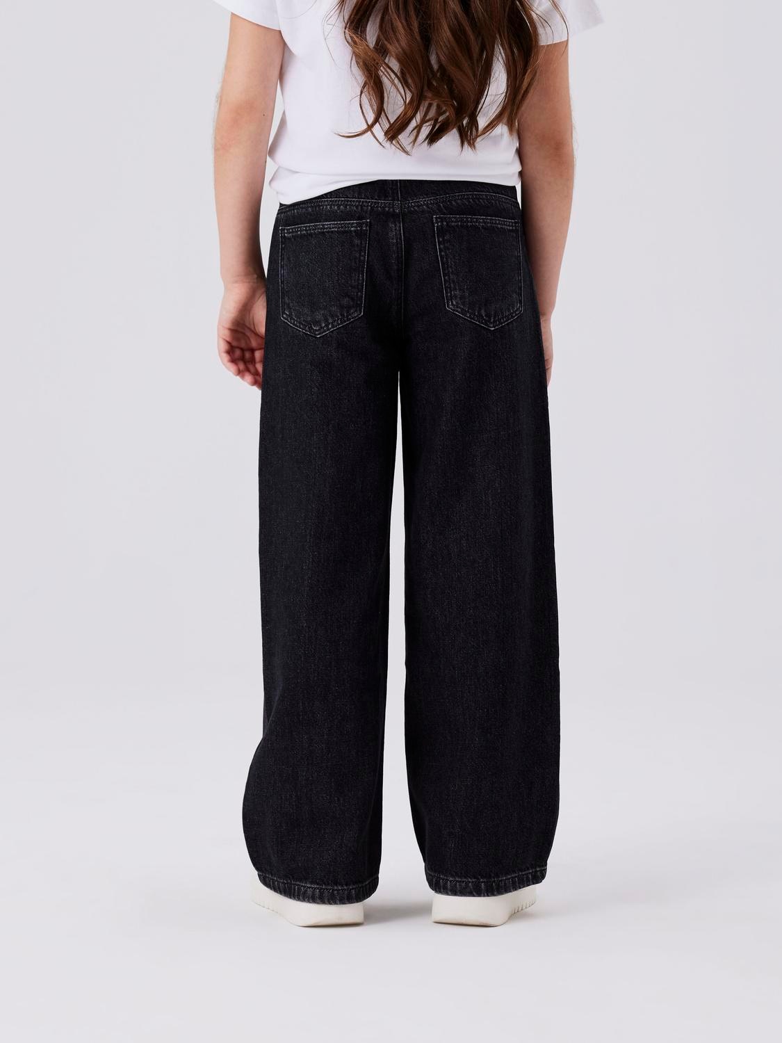 Name It Weite Jeans »NKFROSE für Mädchen mit weitem Bein und klassischem Sitz«, normal, Denim, Abriebeffekte, Reißverschluss