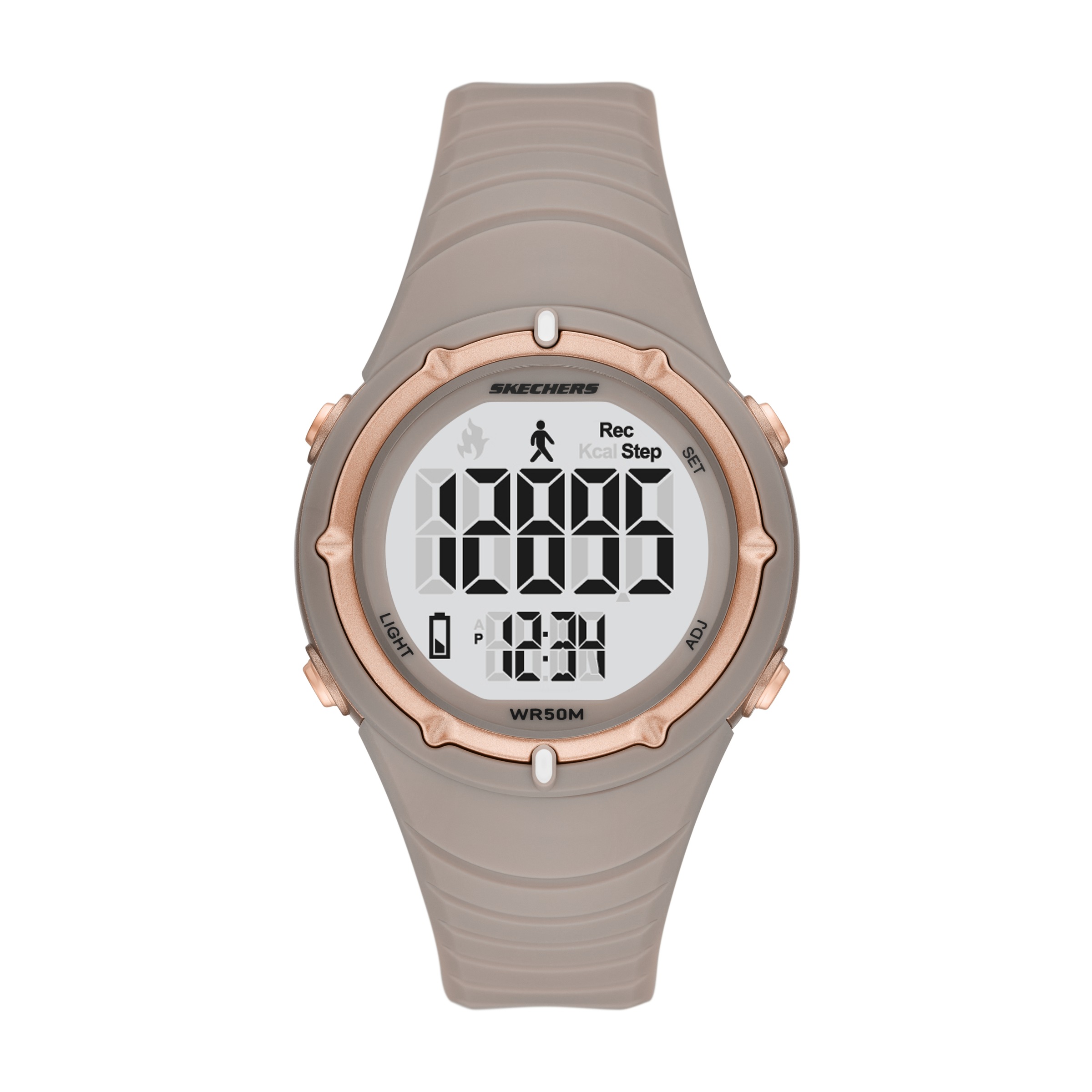 SKECHERS Damen Chronograph "SKYWOOD"grau, Armbanduhren, Quarzuhr, Armbanduhr, Damenuhr, digital, Batterie-Entladungsanzeige